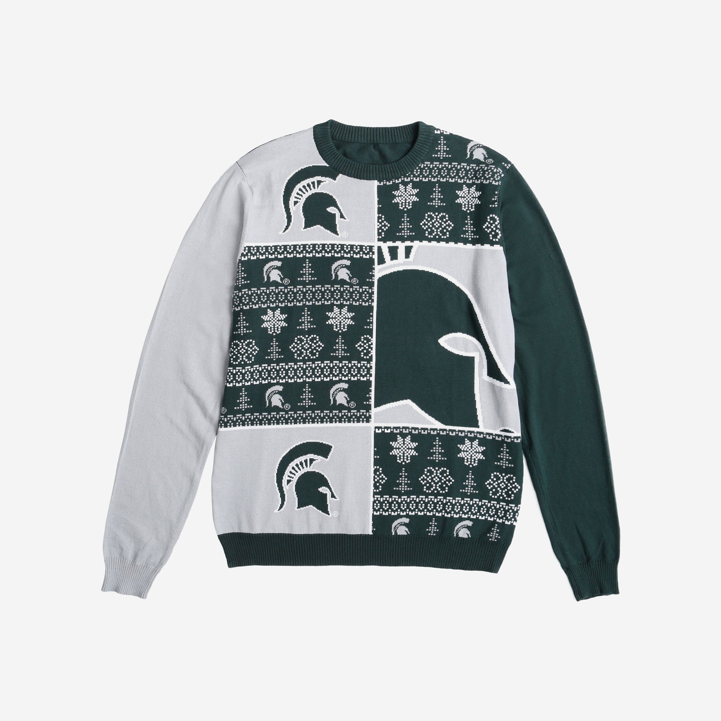 Michigan State Spartans Festive Snowfall Block Sweater
