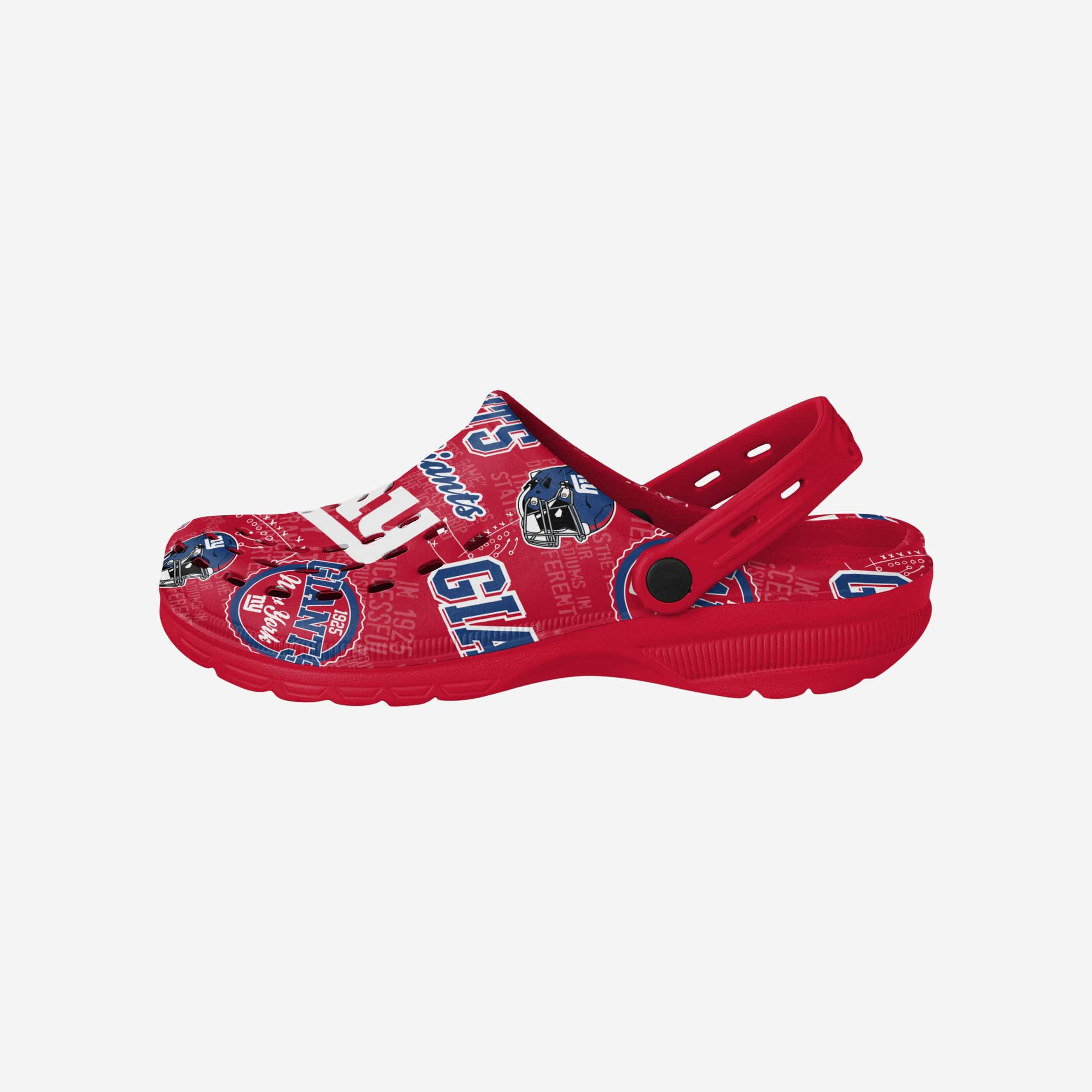 New York Giants Time-Traveling Historic Print Clogs with Straps