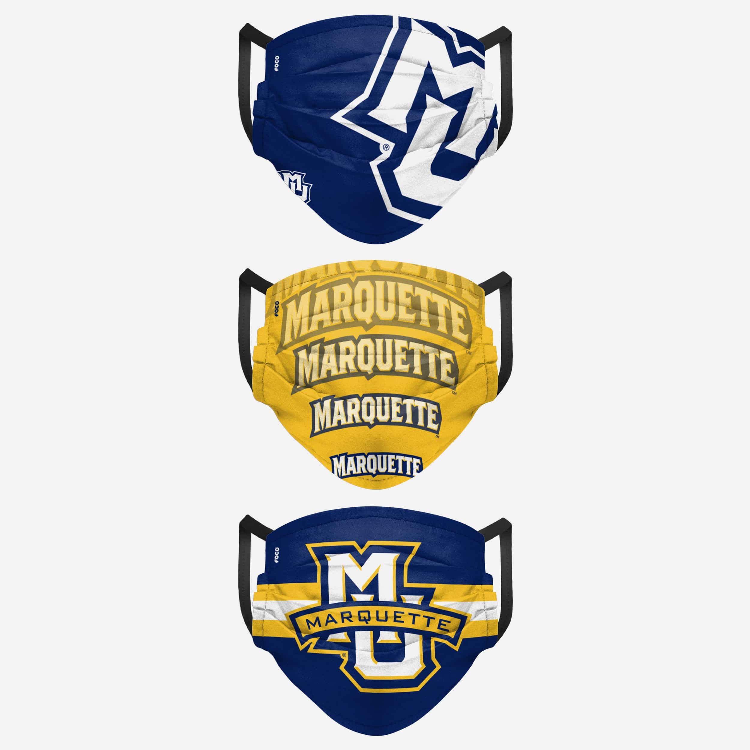 Marquette Golden Eagles Matchday 3-Pack Fashion Face Covers - Represent Your Team in Style!