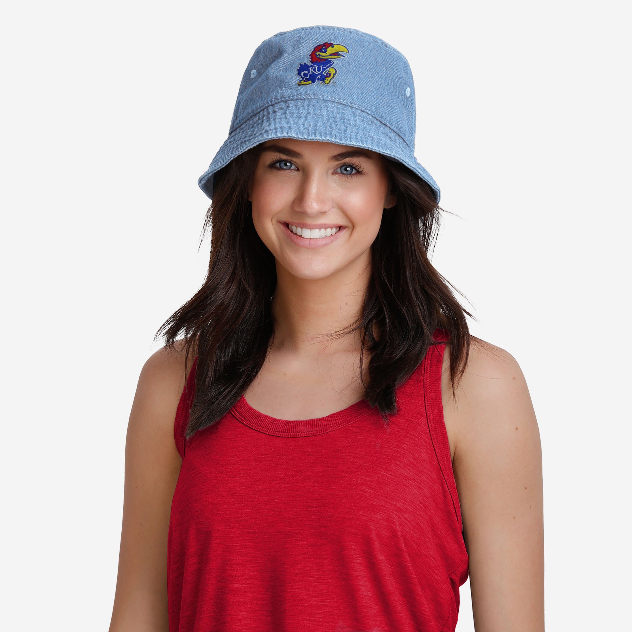 Stylish Kansas Jayhawks Denim Bucket Hat - Show Your Team Spirit!
