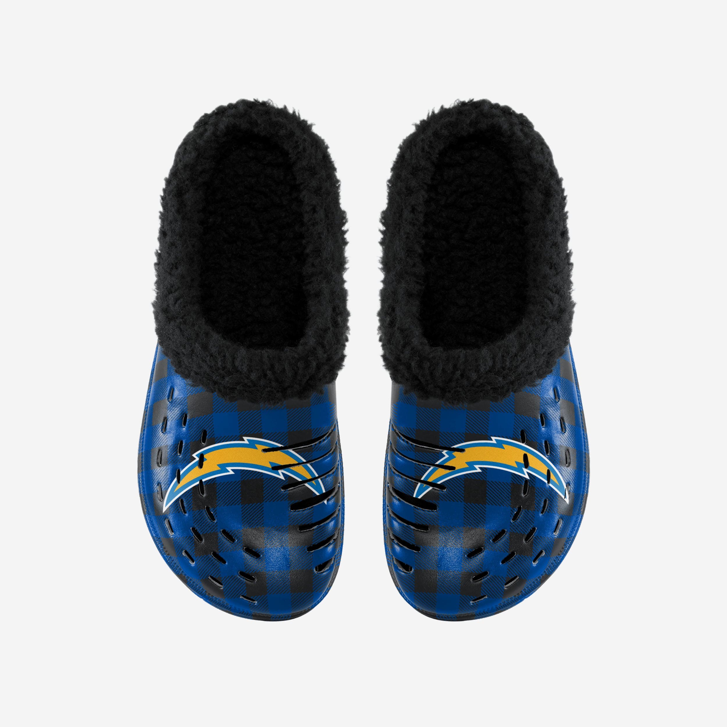Los Angeles Chargers Super Cozy Sherpa Lined Buffalo Check Clogs