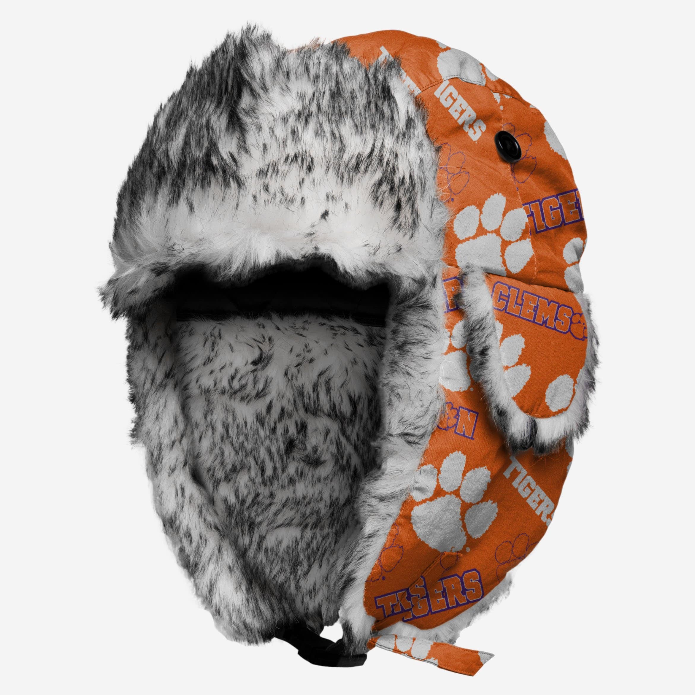 Clemson Tigers NCAA Stylish Repeat Print Trapper Hat - Stay Warm and Show Your Team Spirit