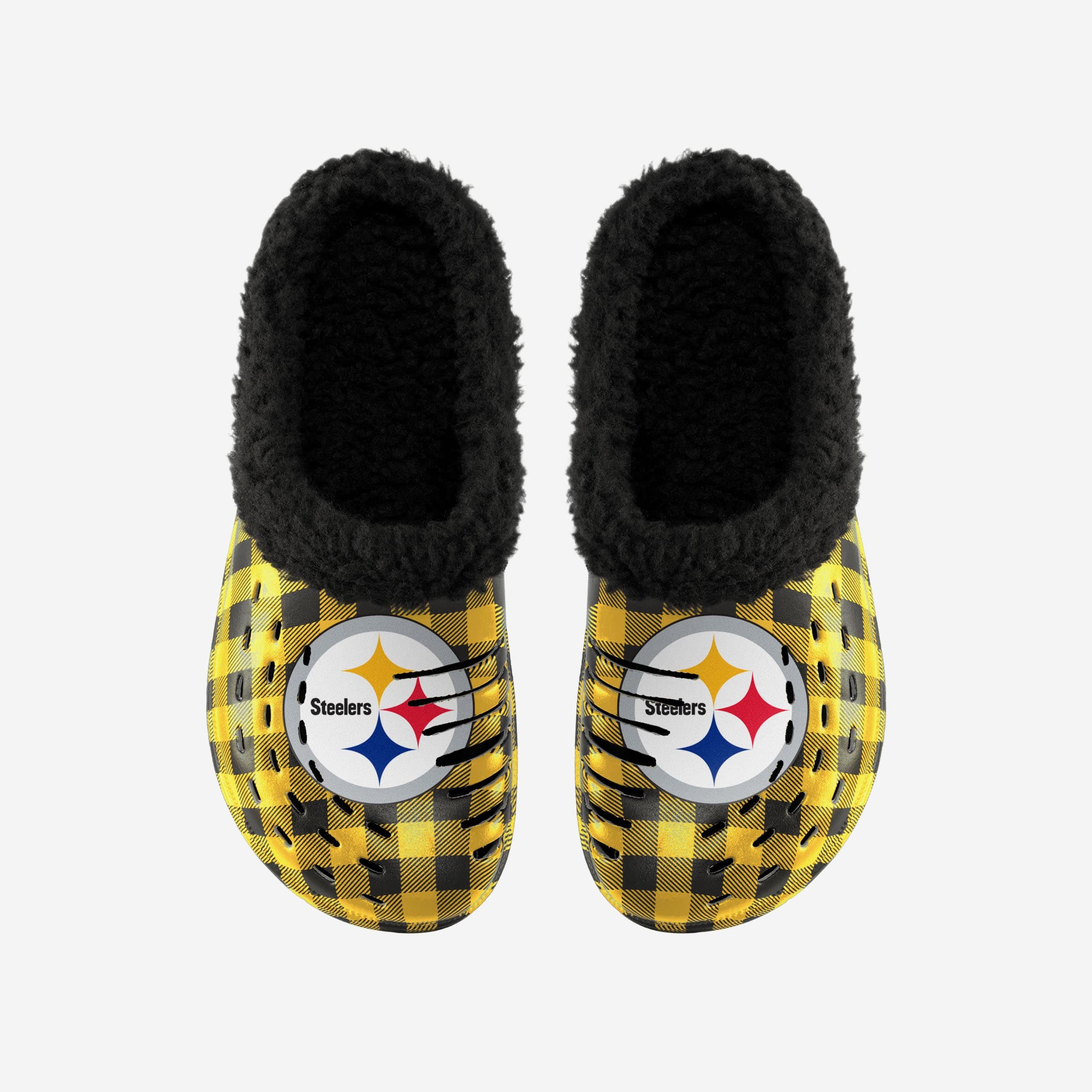 Pittsburgh Steelers Stylish Sherpa Lined Buffalo Check Clogs