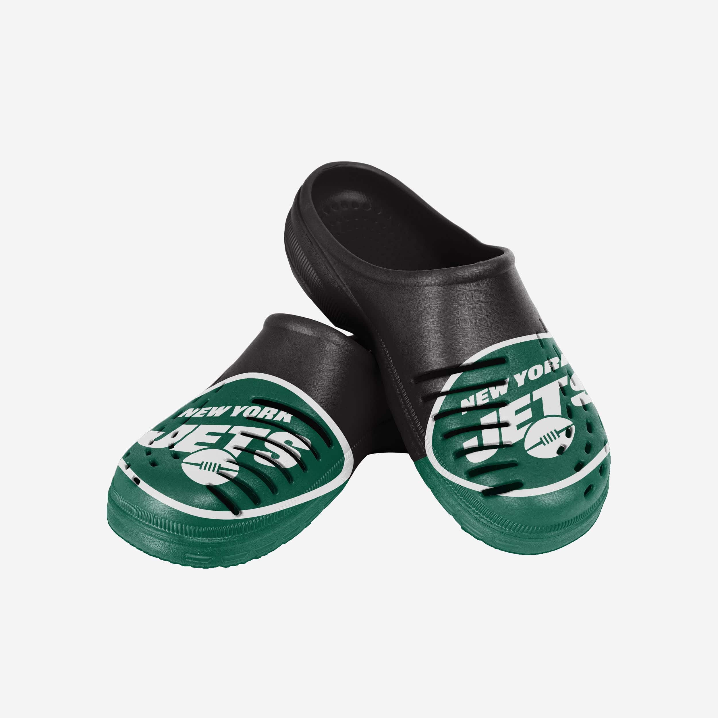 Stylish New York Jets Colorblock Big Logo Clogs - Show Your Team Spirit!