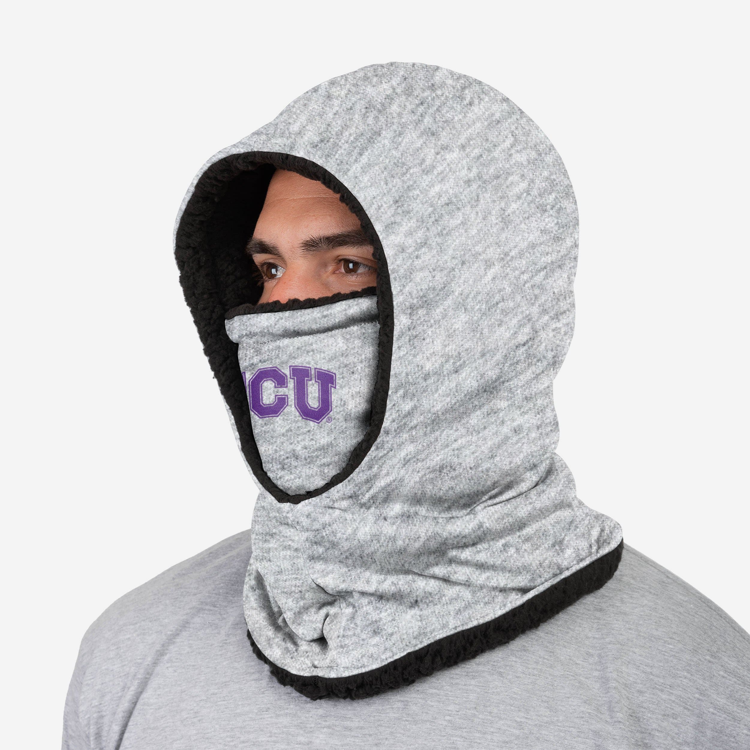 TCU Horned Frogs Heather Grey Big Logo Hooded Gaiter - A Must - Have for Fans!