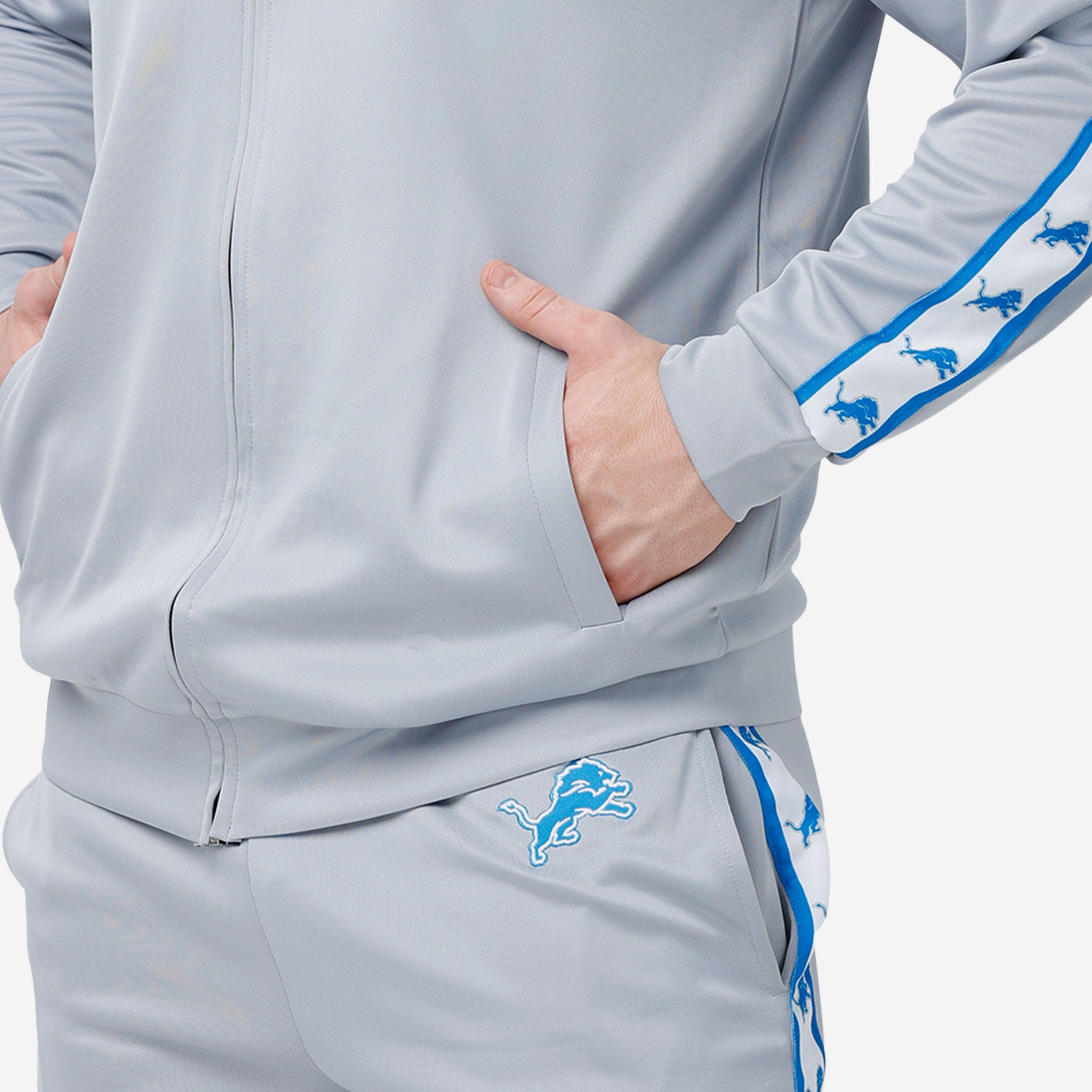 Detroit Lions Stylish Stripe Logo Track Jacket - Must - Have for Fans