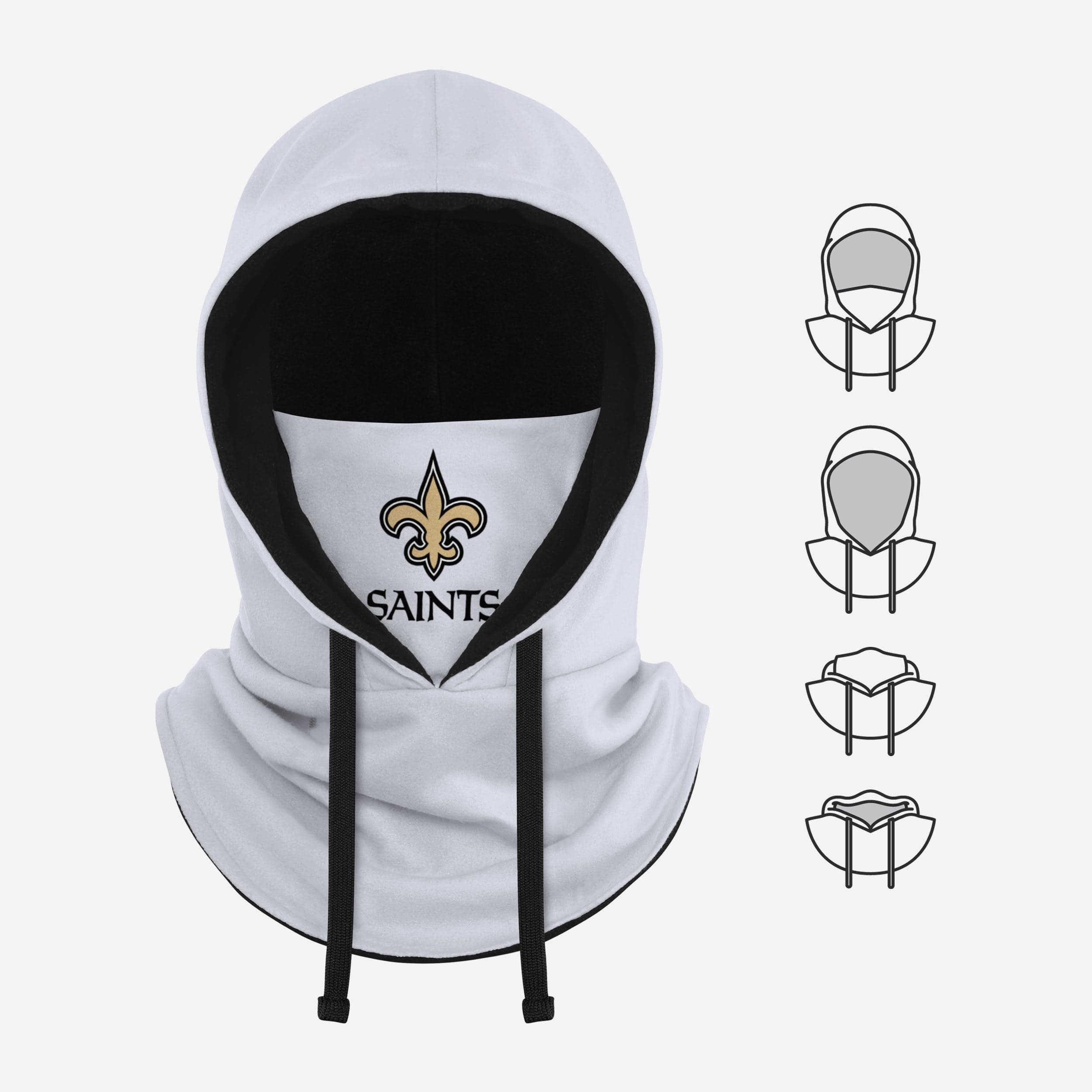 New Orleans Saints White Drawstring Hooded Gaiter - Your Ultimate Winter Essential