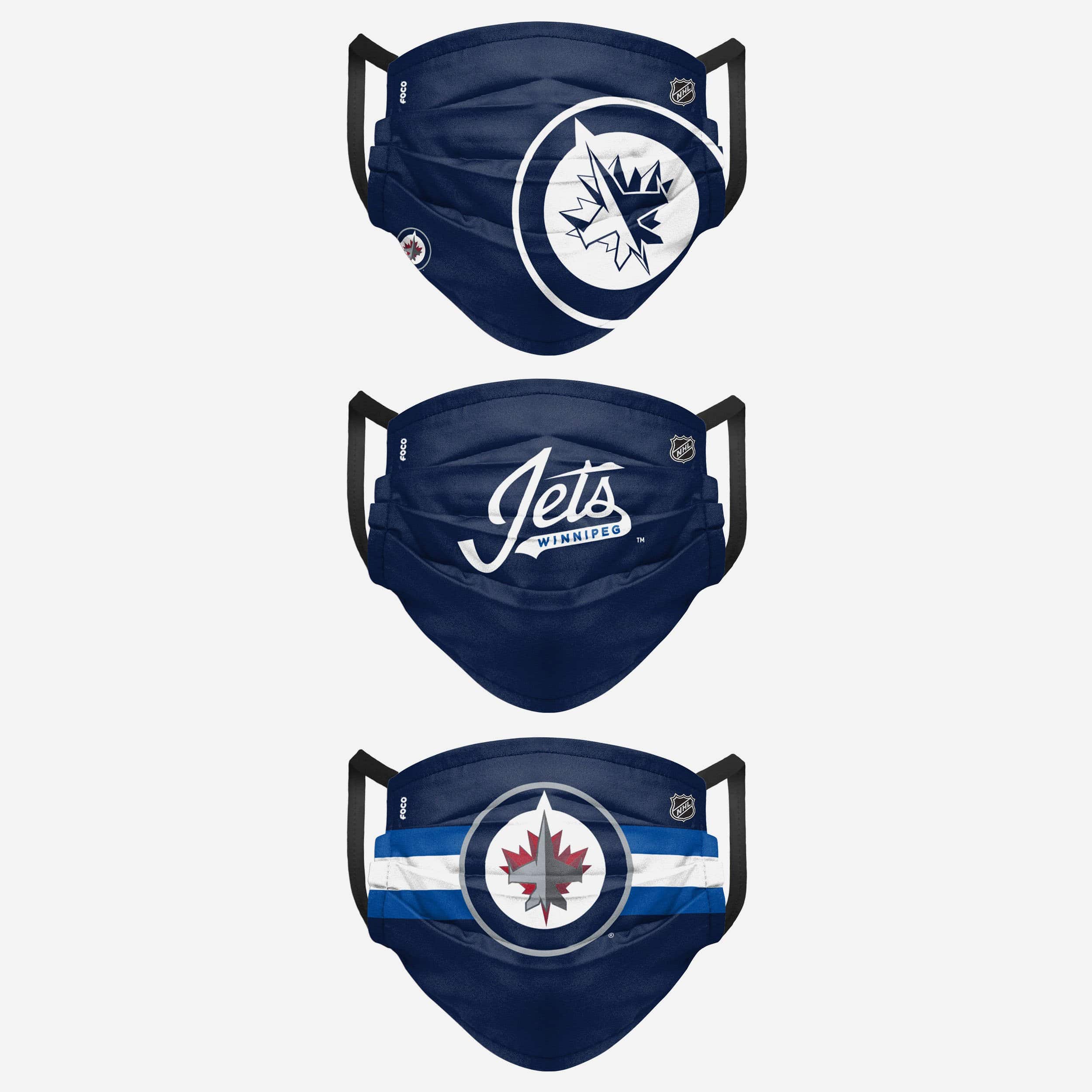 Winnipeg Jets Matchday 3-Pack Reusable Face Covers - Represent Your Team in Style!