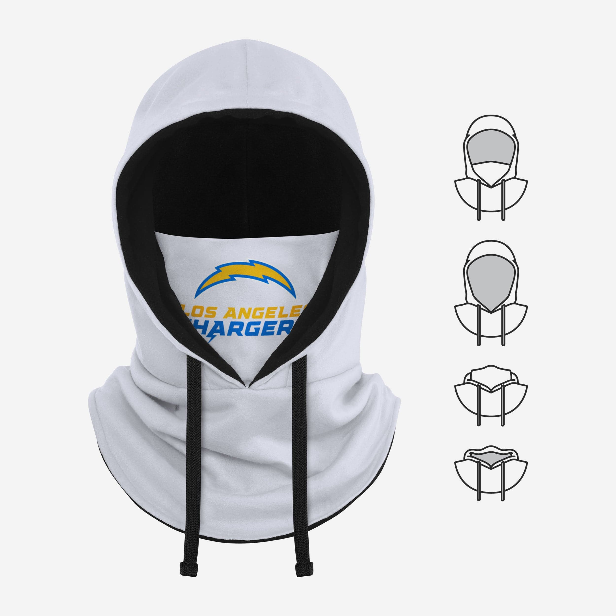 Los Angeles Chargers Stunning White Drawstring Hooded Gaiter - Must - Have for Fans!