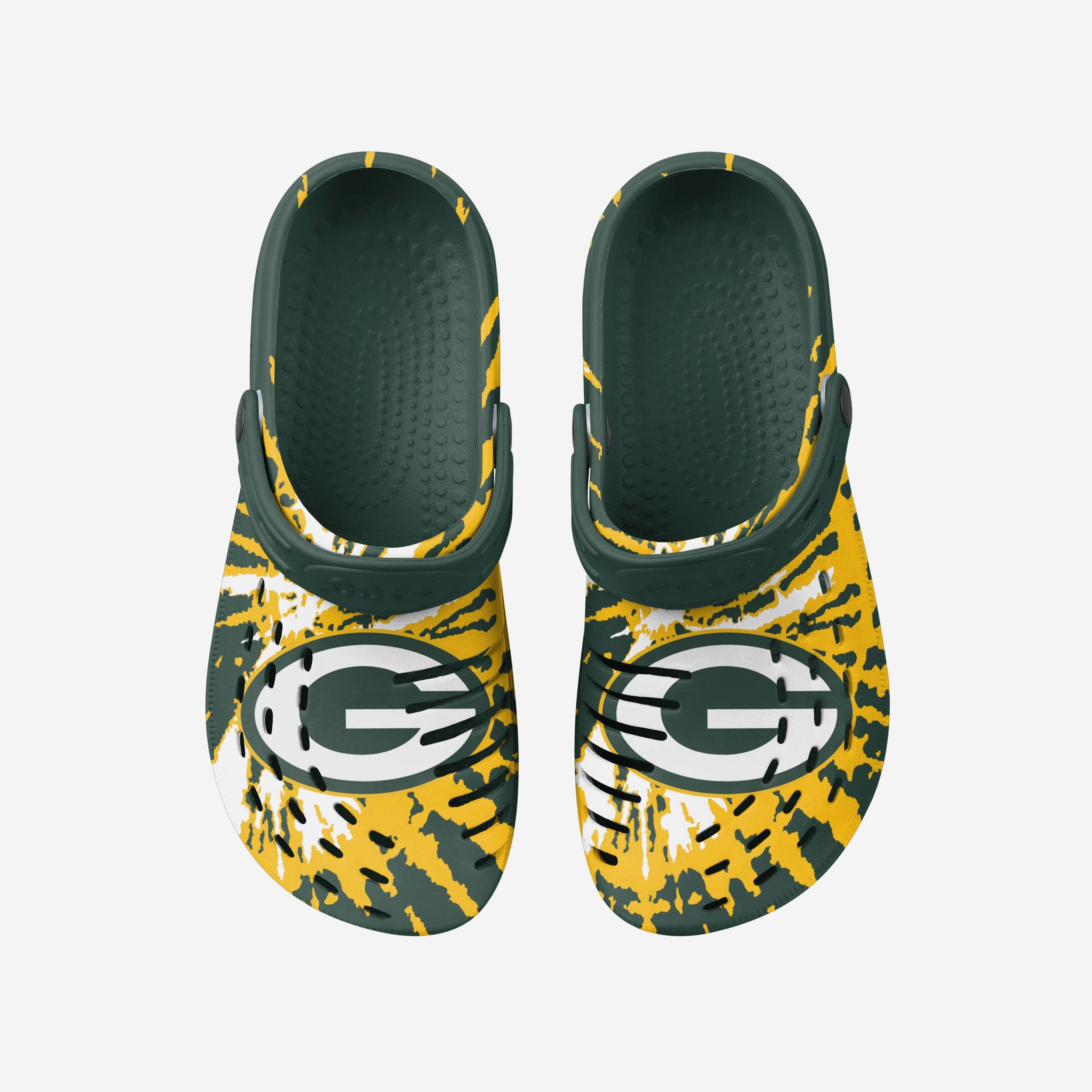 Groovy Green Bay Packers Tie - Dye Clogs with Straps