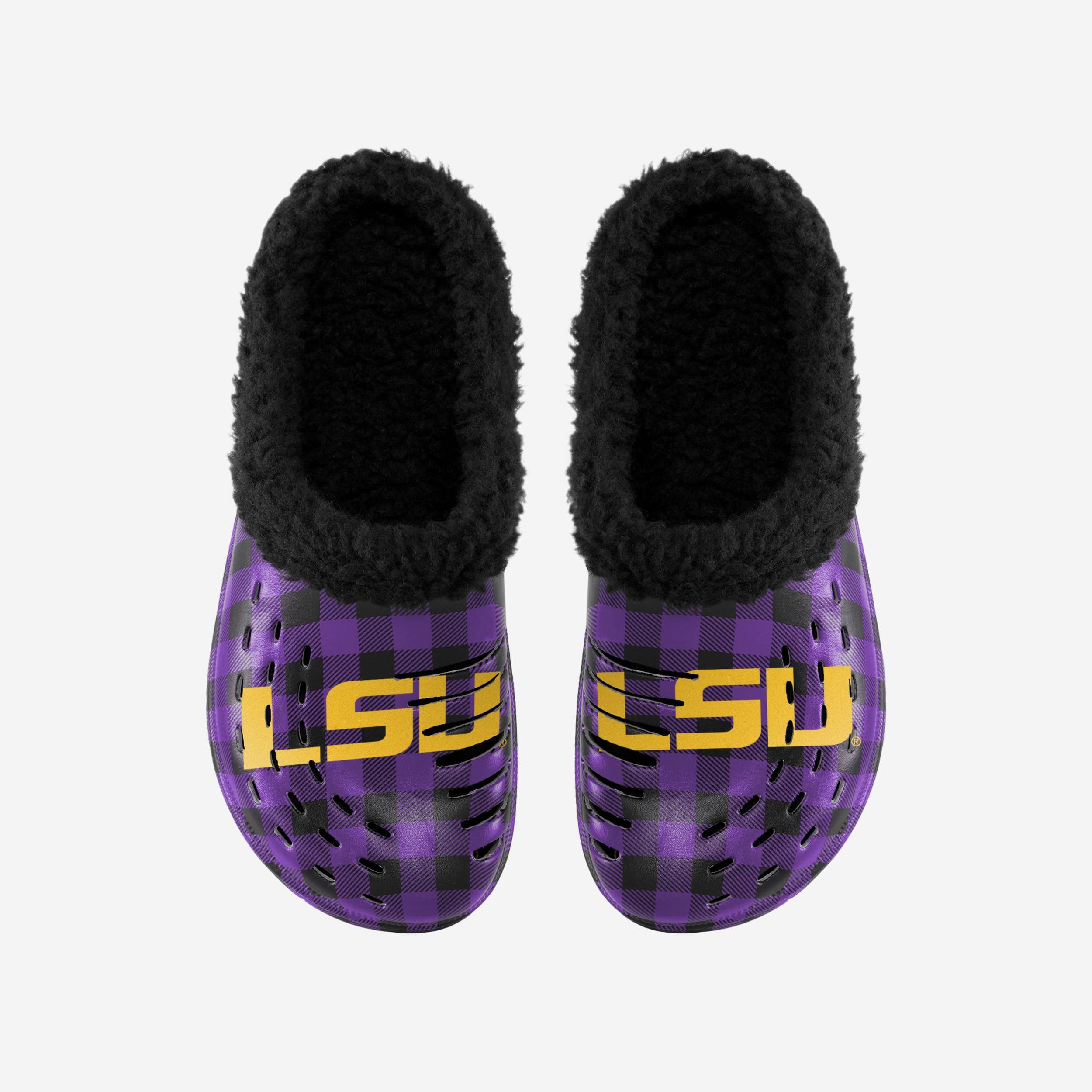 LSU Tigers Sherpa Lined Buffalo Check Clogs - Fashionable Team Spirit