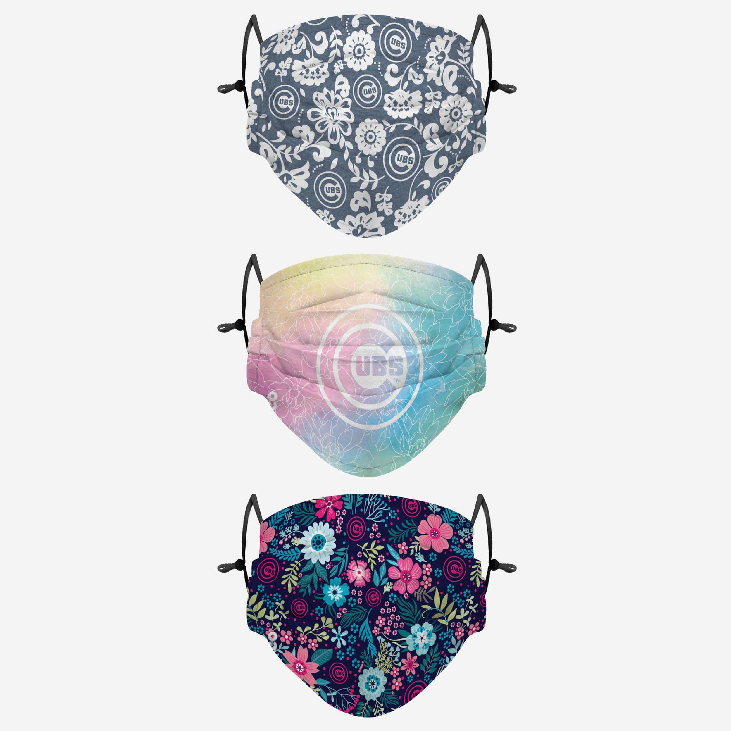Chicago Cubs Spring Flowers 3-Pack Fashion Face Cover - Show Your Team Spirit!