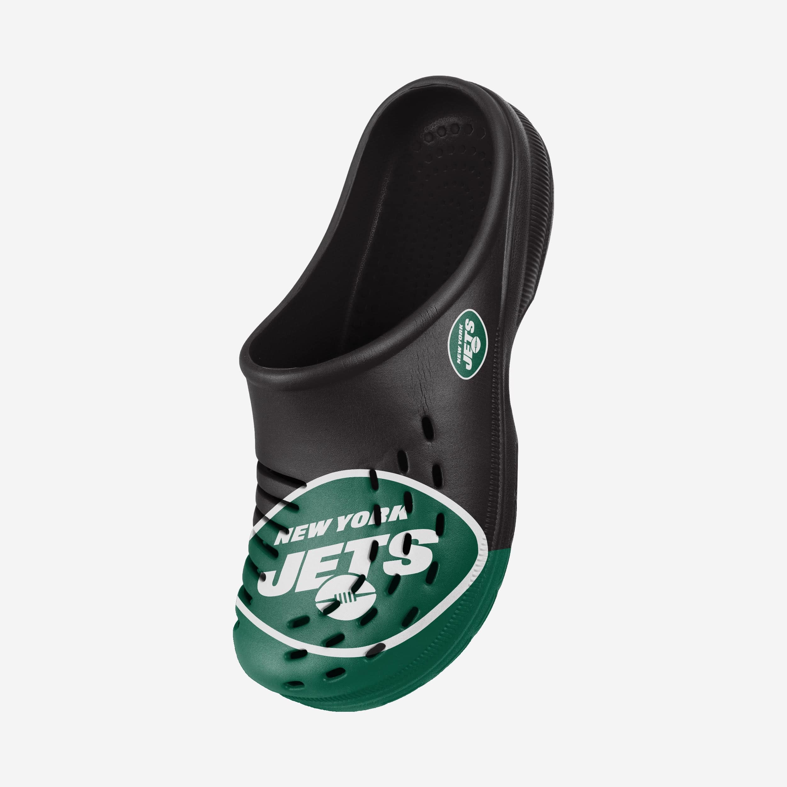 Stylish New York Jets Colorblock Big Logo Clogs - Show Your Team Spirit!