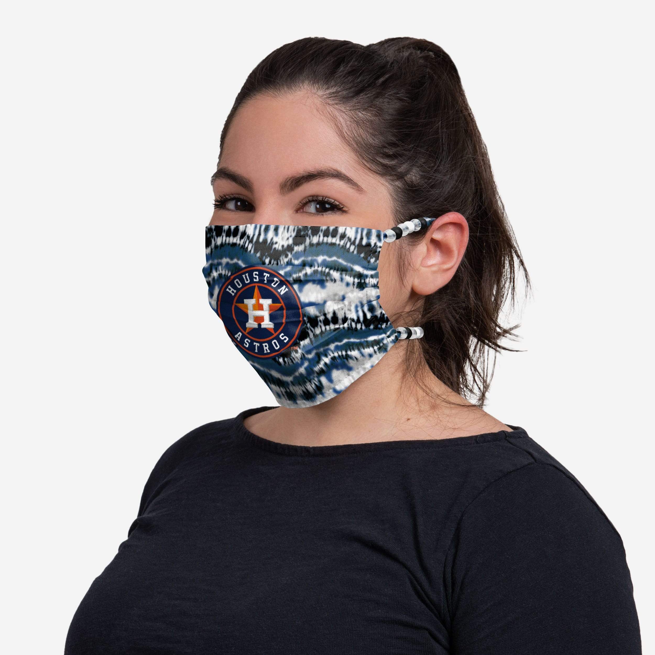 Houston Astros Tie - Dye Beaded Tie - Back Face Cover: Represent Your Team in Style!