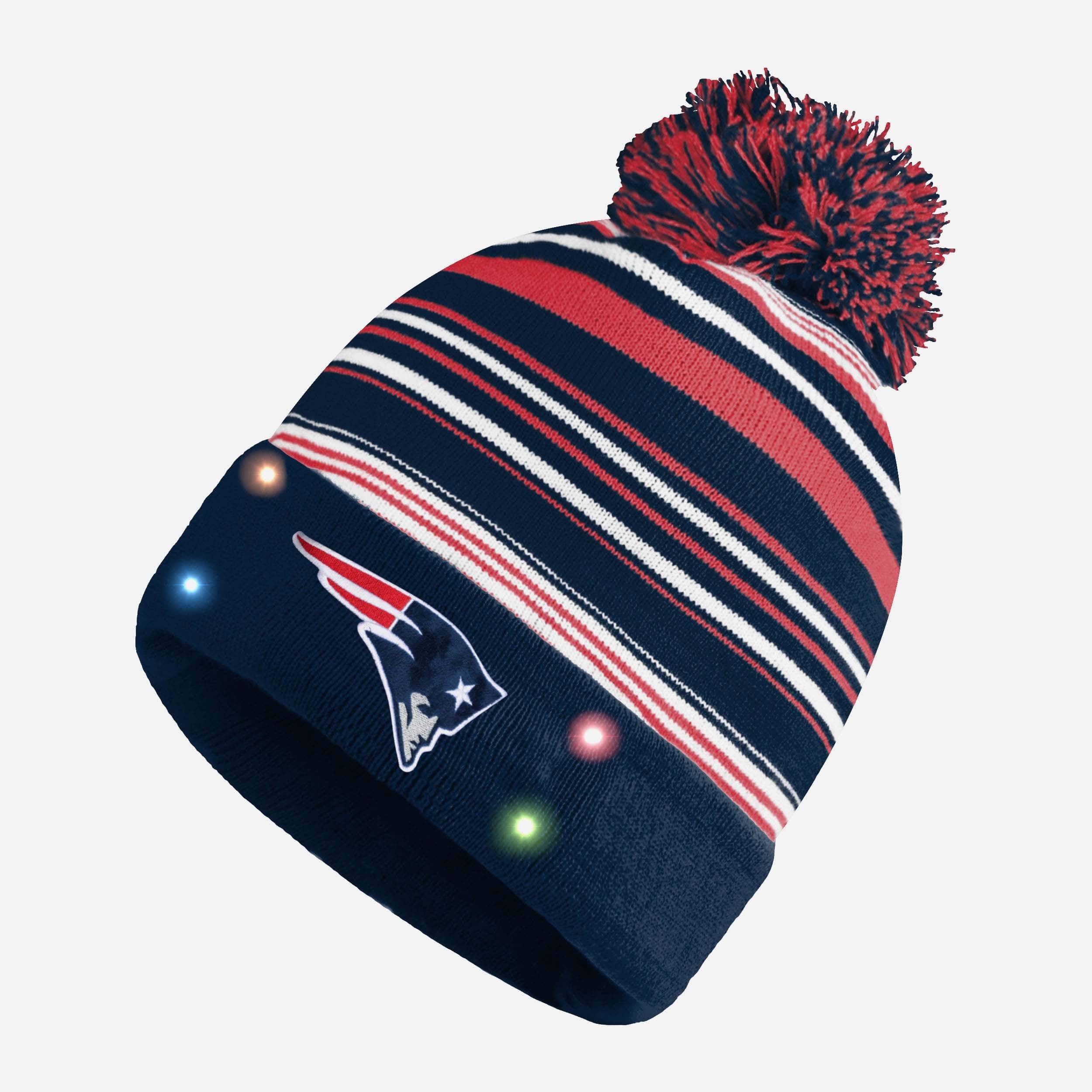 New England Patriots Horizontal Stripe LED Beanie: Light Up Your Fandom!