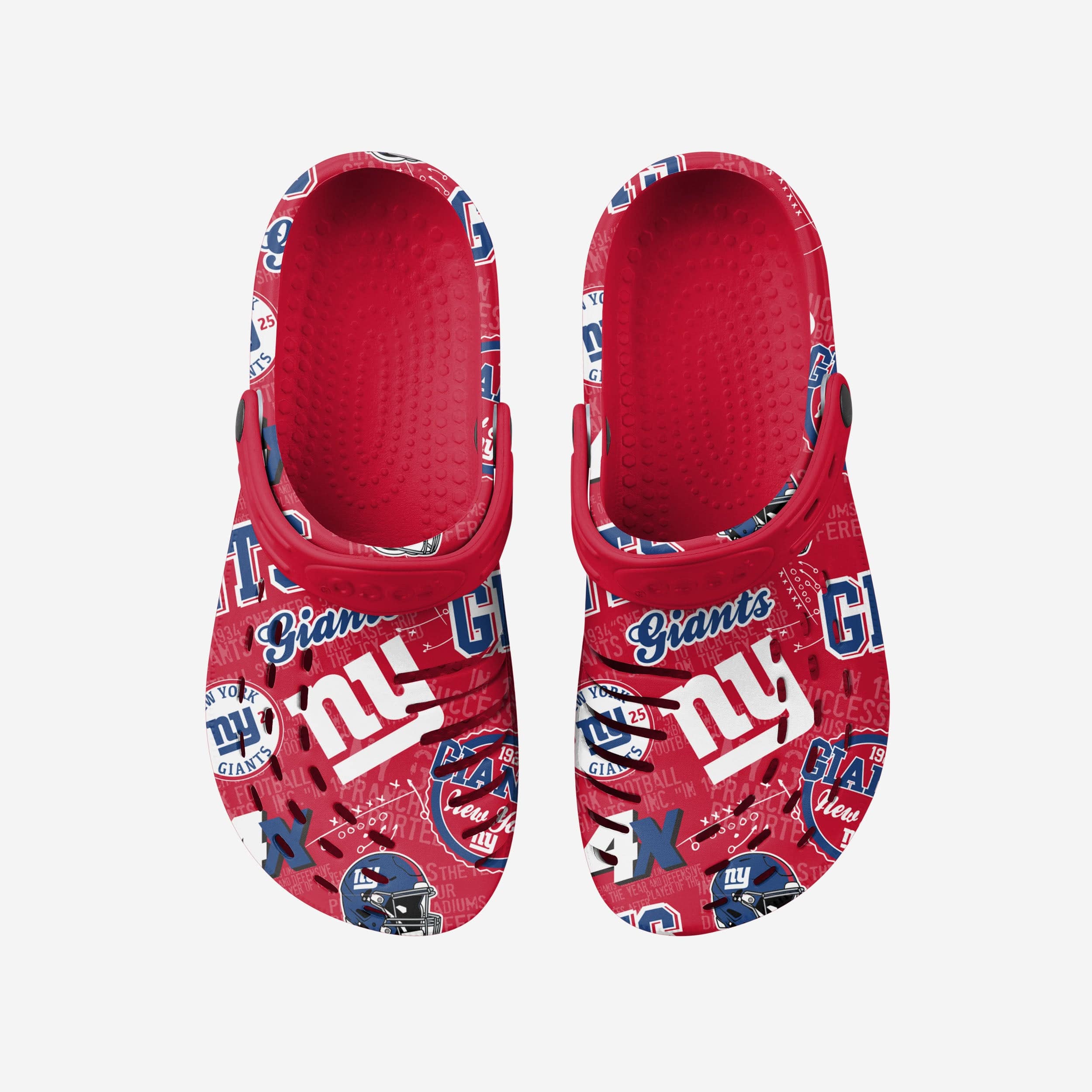 New York Giants Time-Traveling Historic Print Clogs with Straps