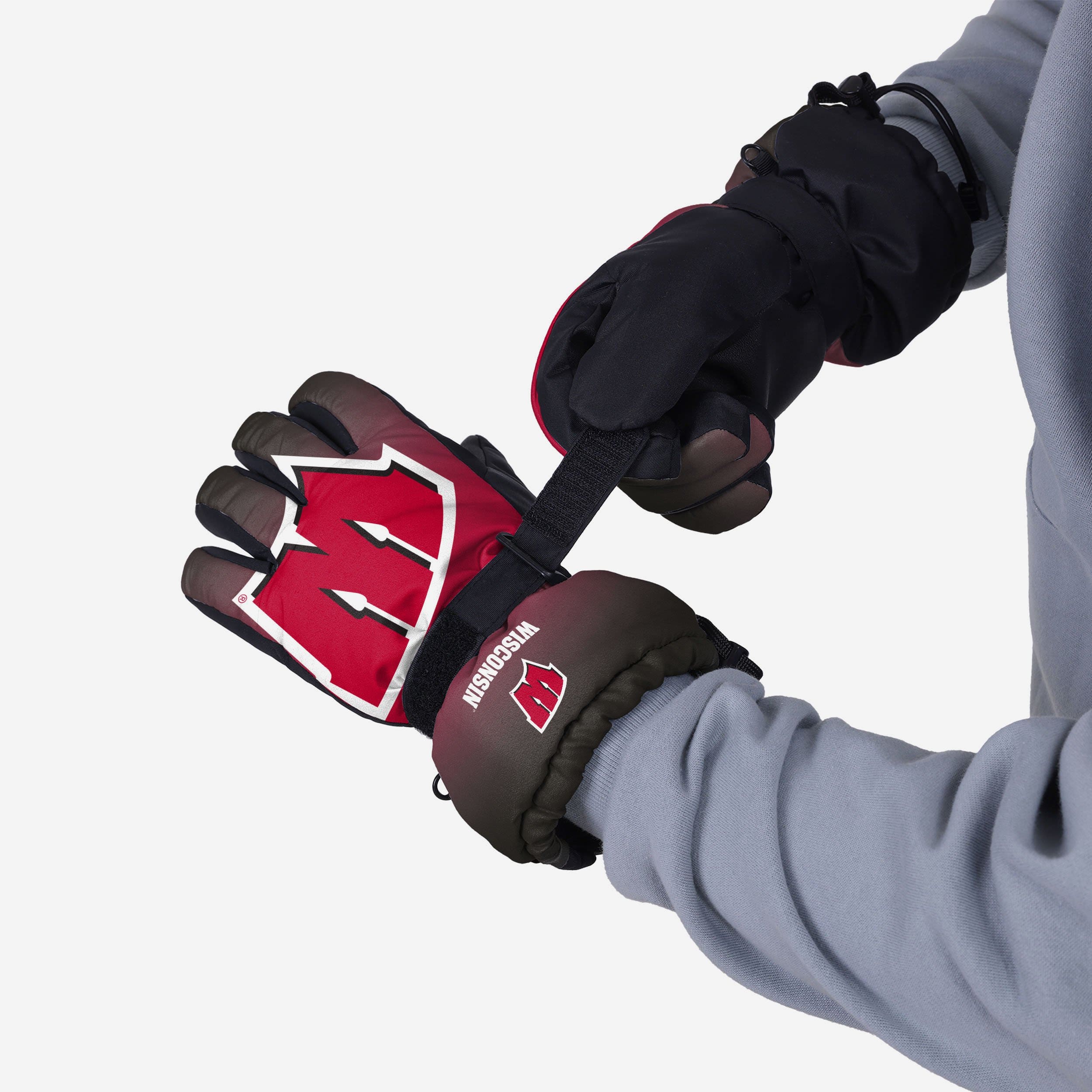 Wisconsin Badgers Gradient Big Logo Insulated Gloves - Show Your Team Spirit!