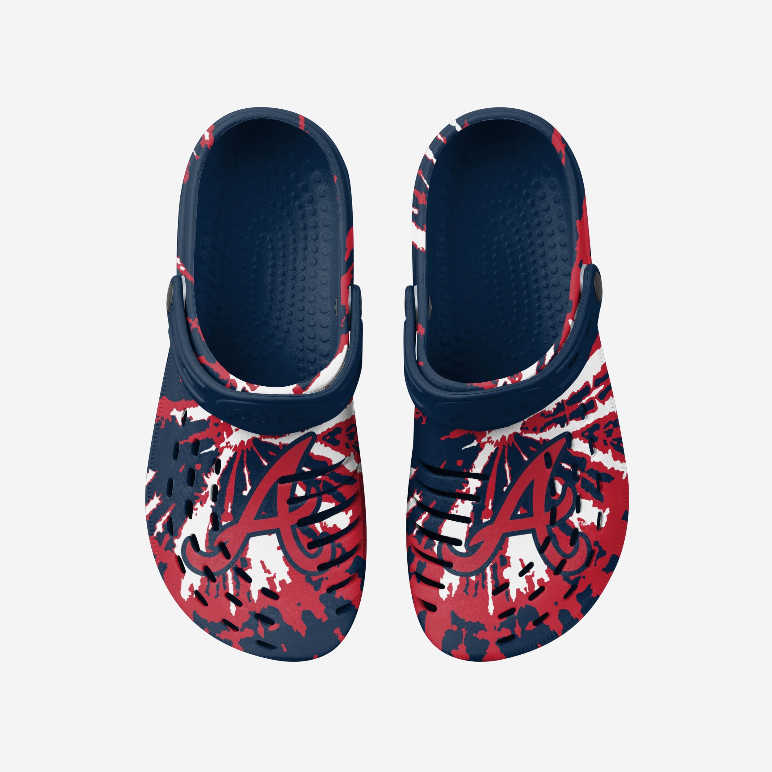 Atlanta Braves Stylish Tie - Dye Clogs with Straps