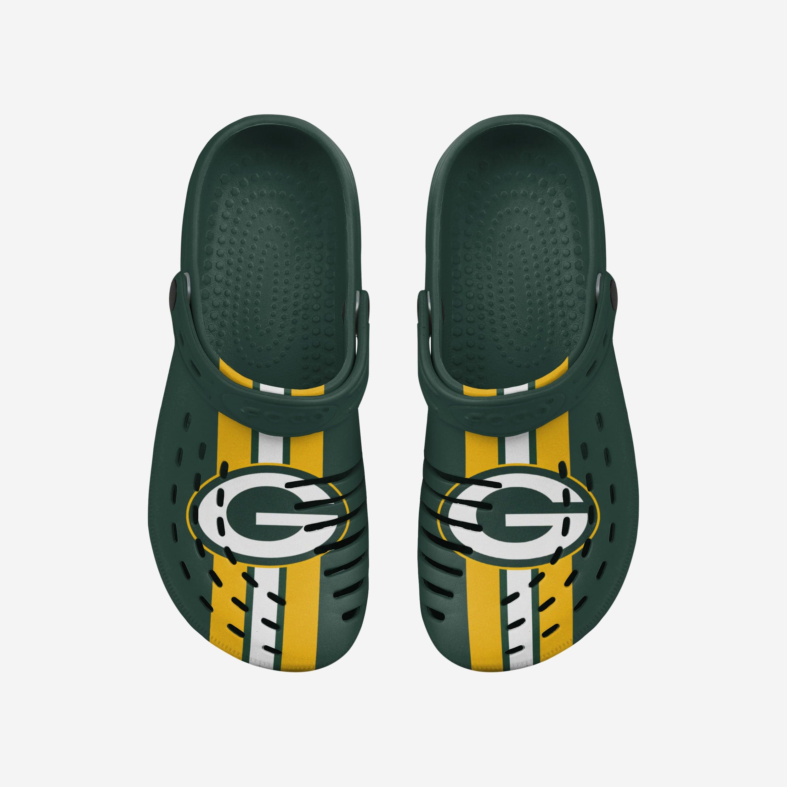 Green Bay Packers Stylish Team Stripe Clogs with Straps