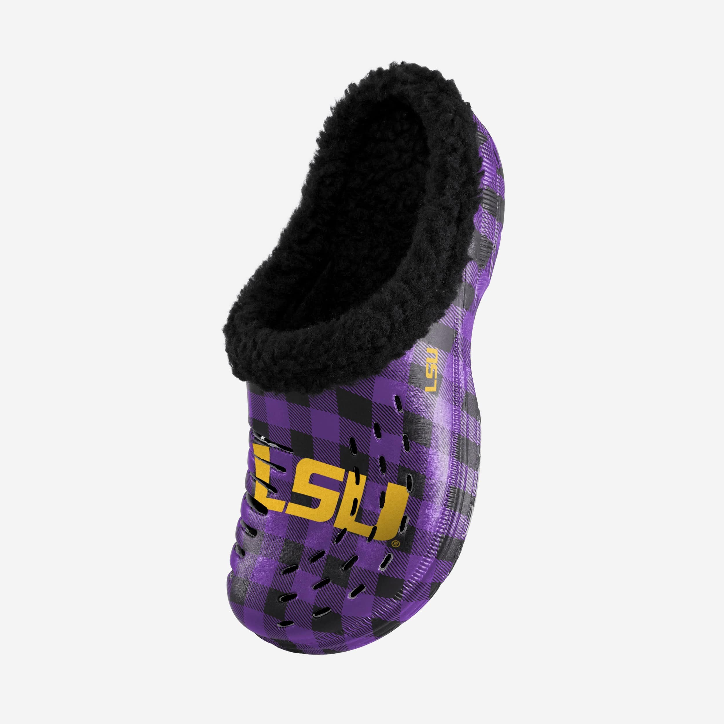 LSU Tigers Sherpa Lined Buffalo Check Clogs - Fashionable Team Spirit