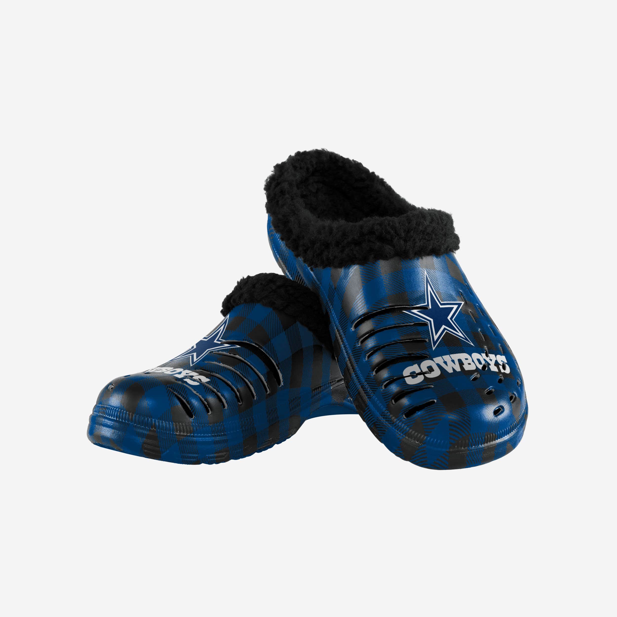 Dallas Cowboys Sherpa Lined Buffalo Check Clogs - The Ultimate Fandom Footwear