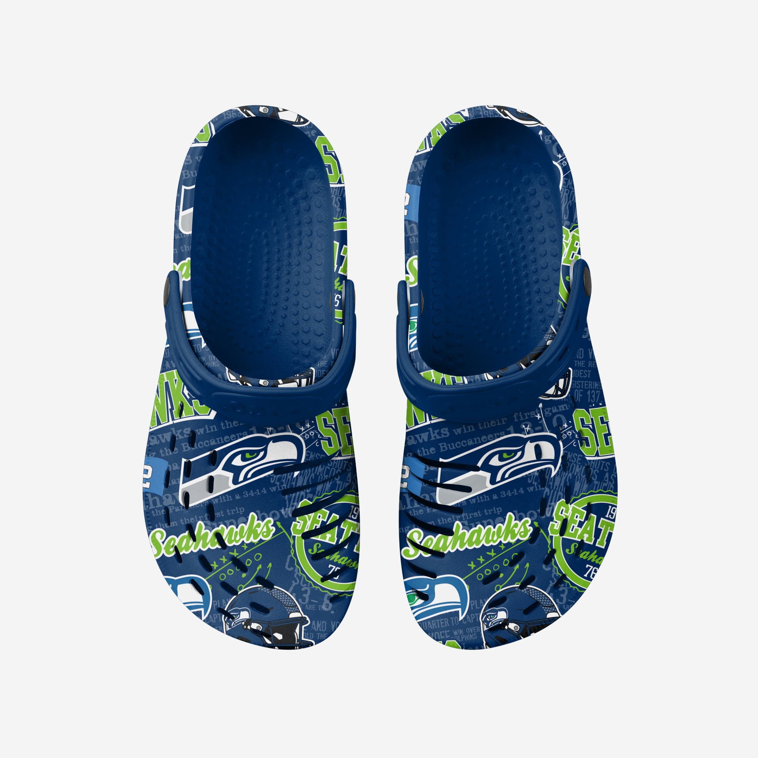 Seattle Seahawks Retro Print Clogs with Straps - A Step into Football History