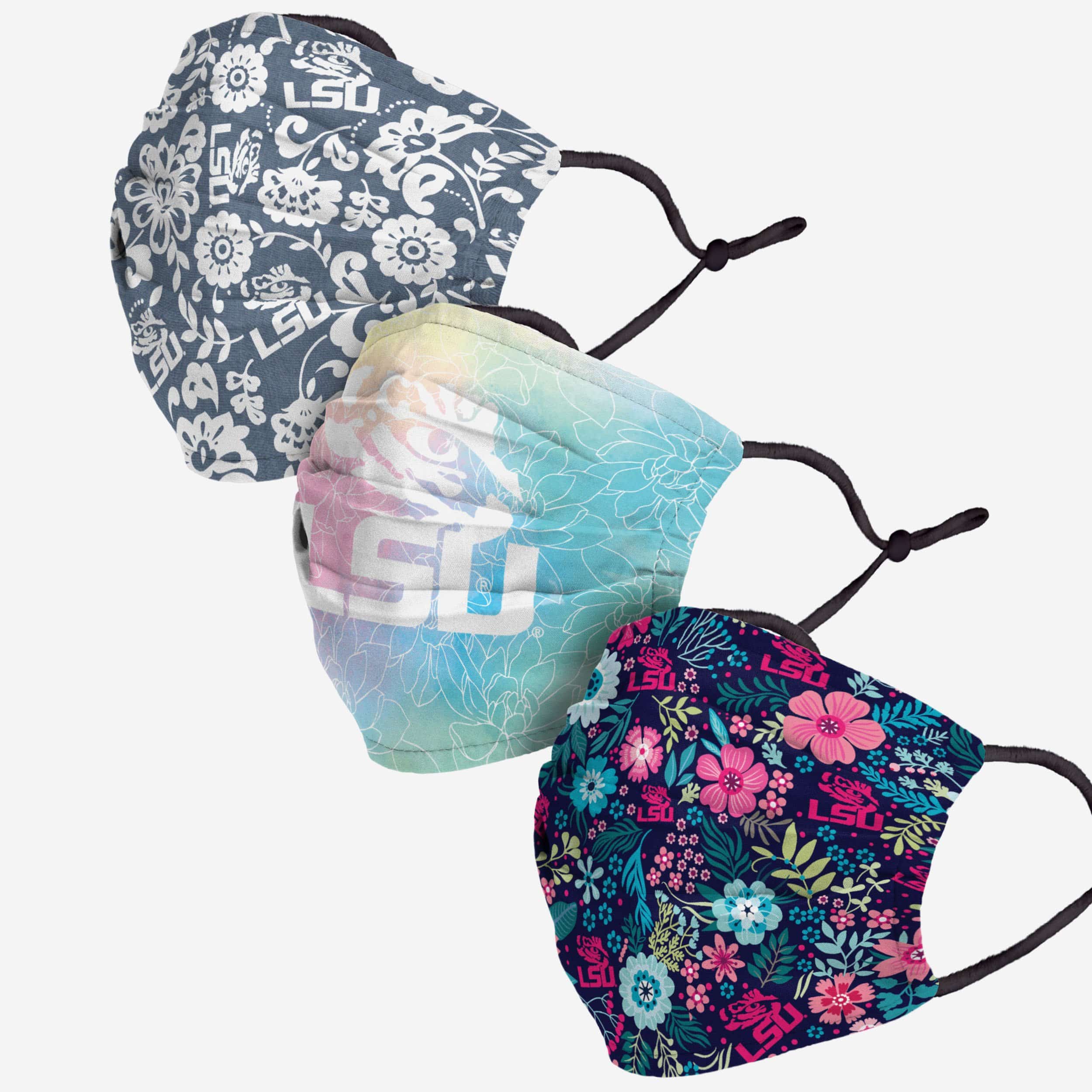 LSU Tigers Spring Flowers 3-Pack Face Cover - Show Your Team Spirit!