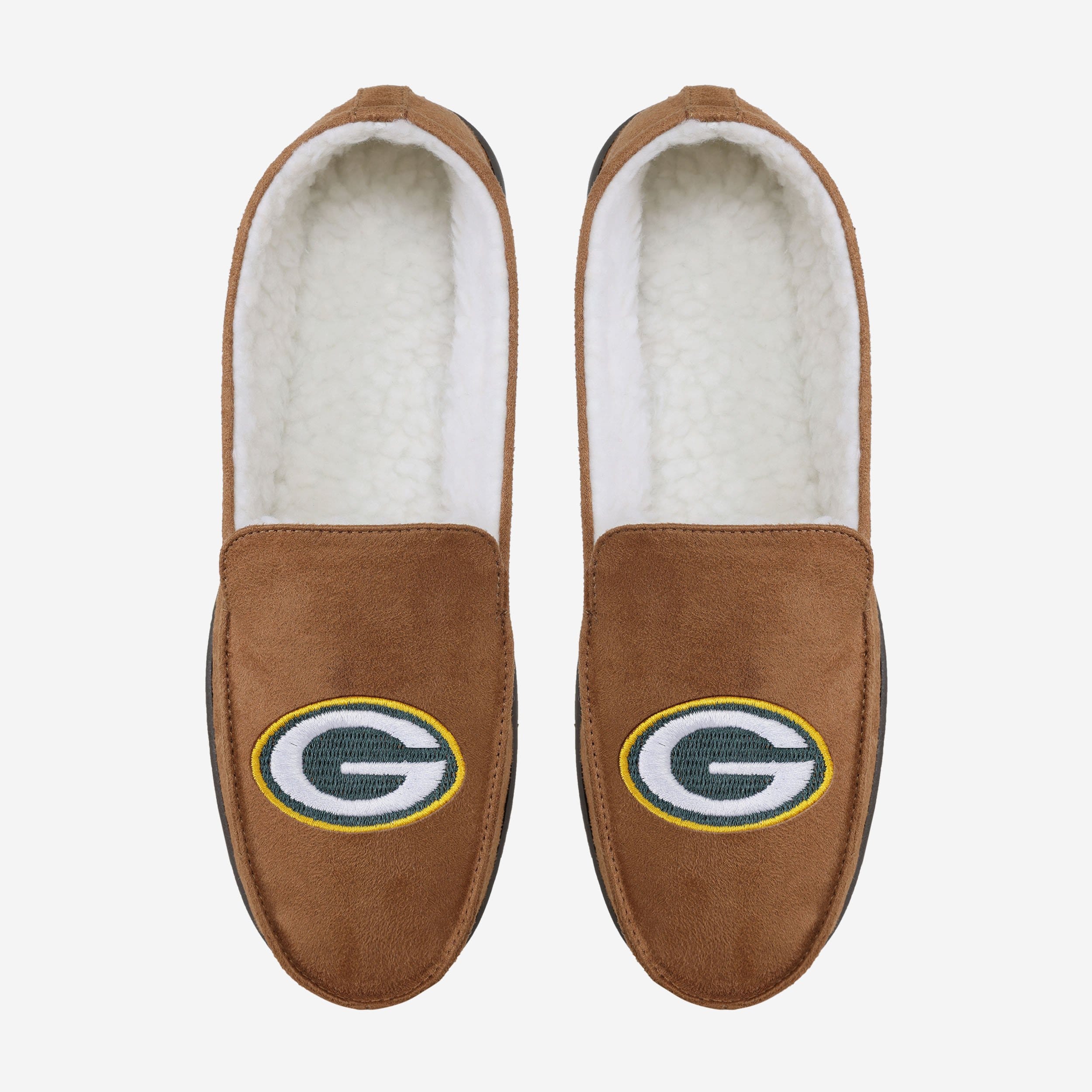 Green Bay Packers Stylish Beige Moccasin Slippers
