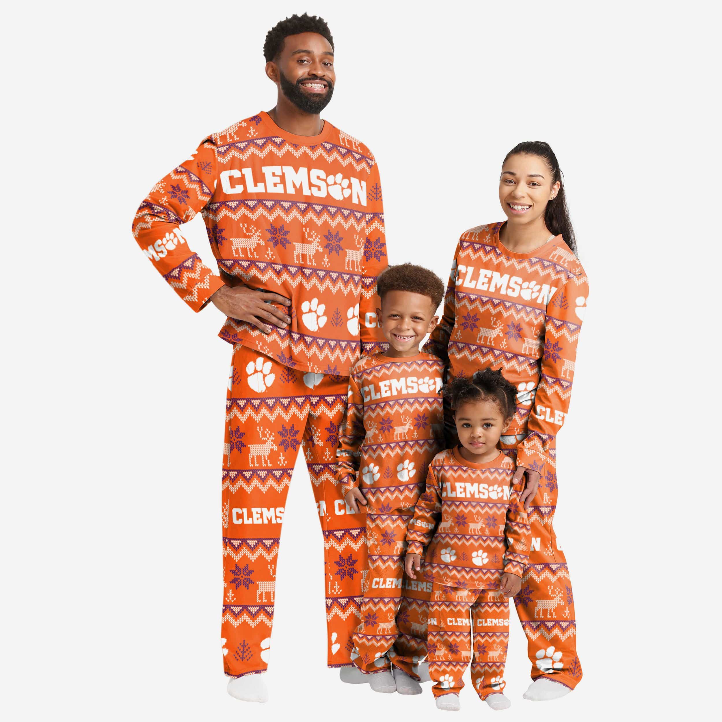 Clemson Tigers Men's Stunning Family Holiday Pajamas with Ugly Pattern