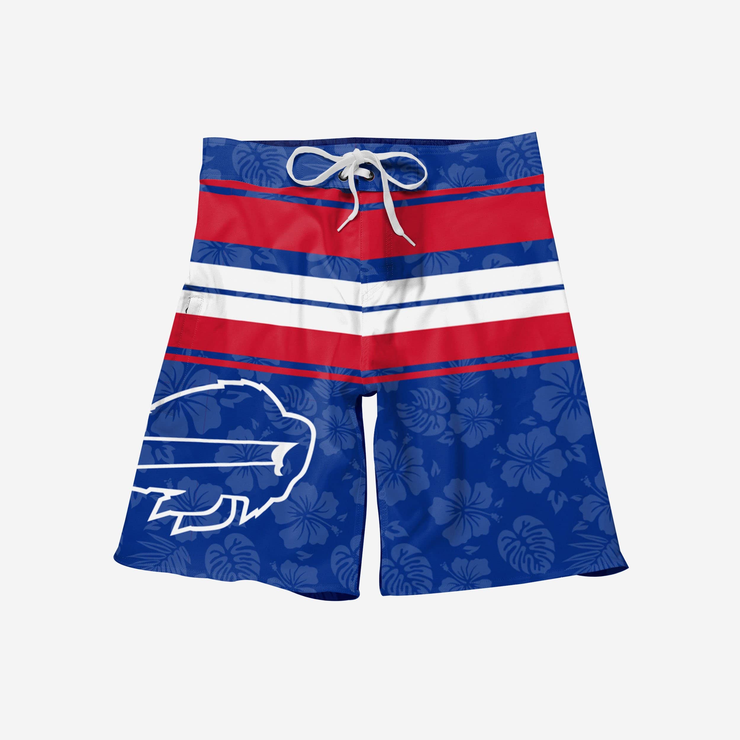 Get Your Hands on These Awesome Buffalo Bills Hibiscus Boardwalk Stripe Boardshorts!