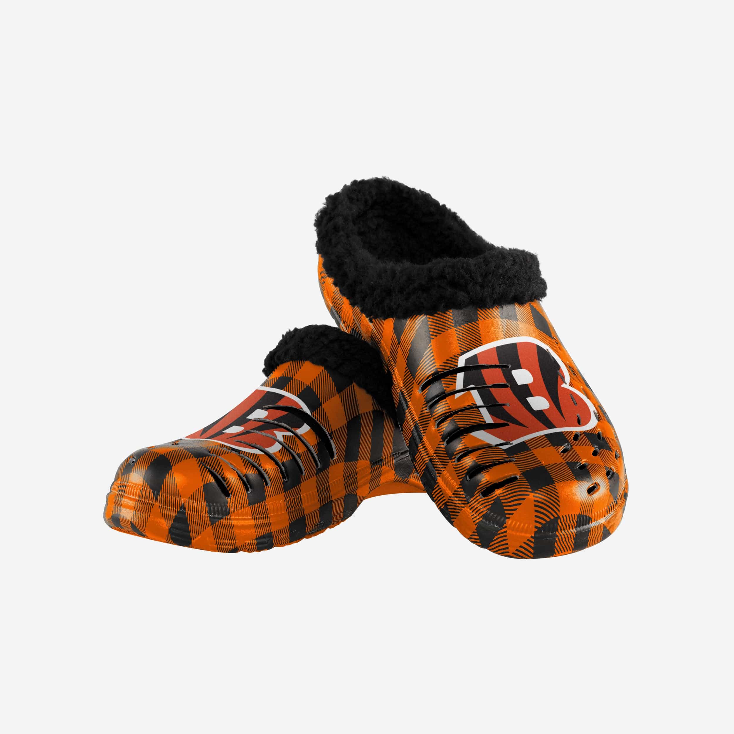Cincinnati Bengals Super Comfy Sherpa Lined Buffalo Check Clogs