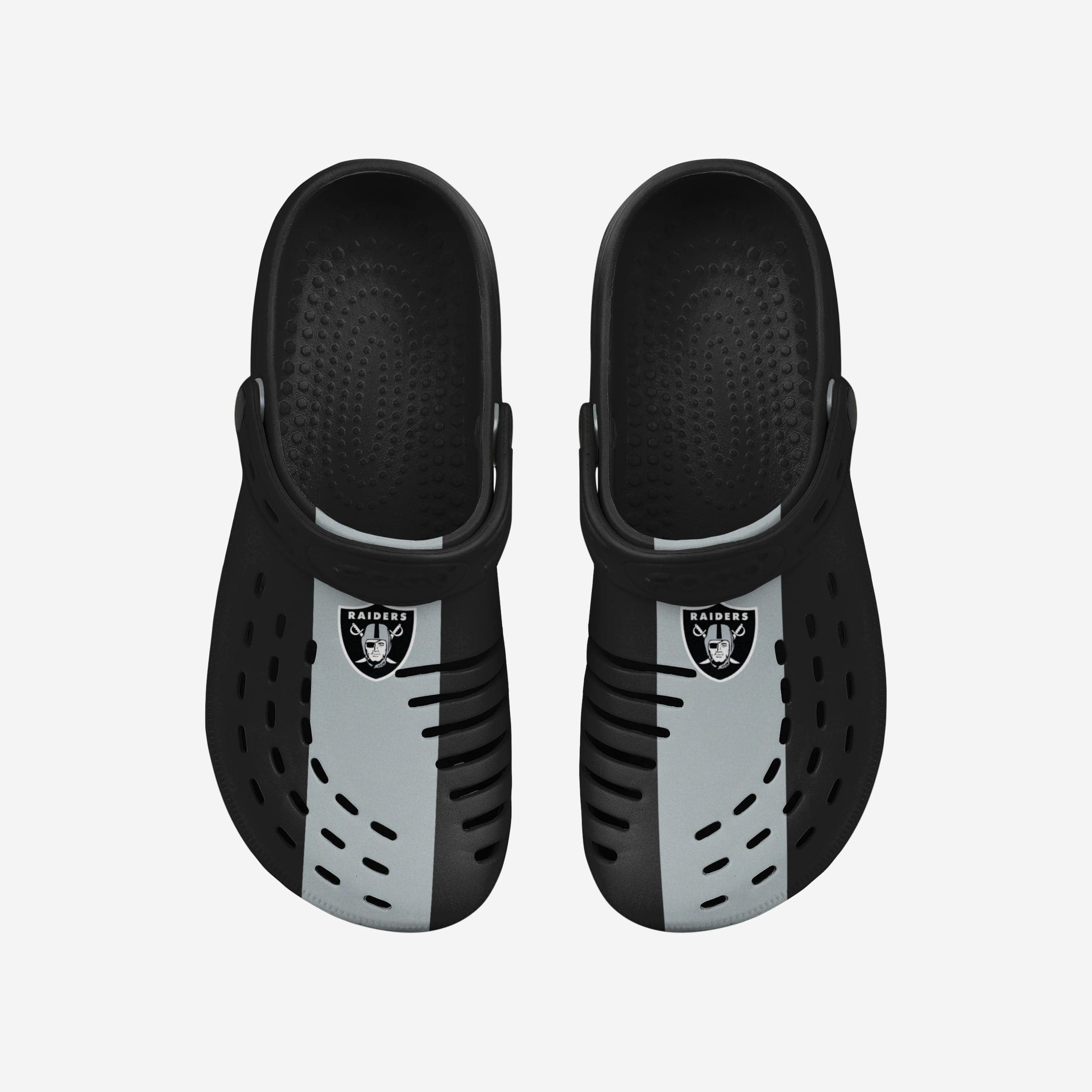 Las Vegas Raiders Team Stripe Clogs with Straps - Game - Ready Footwear