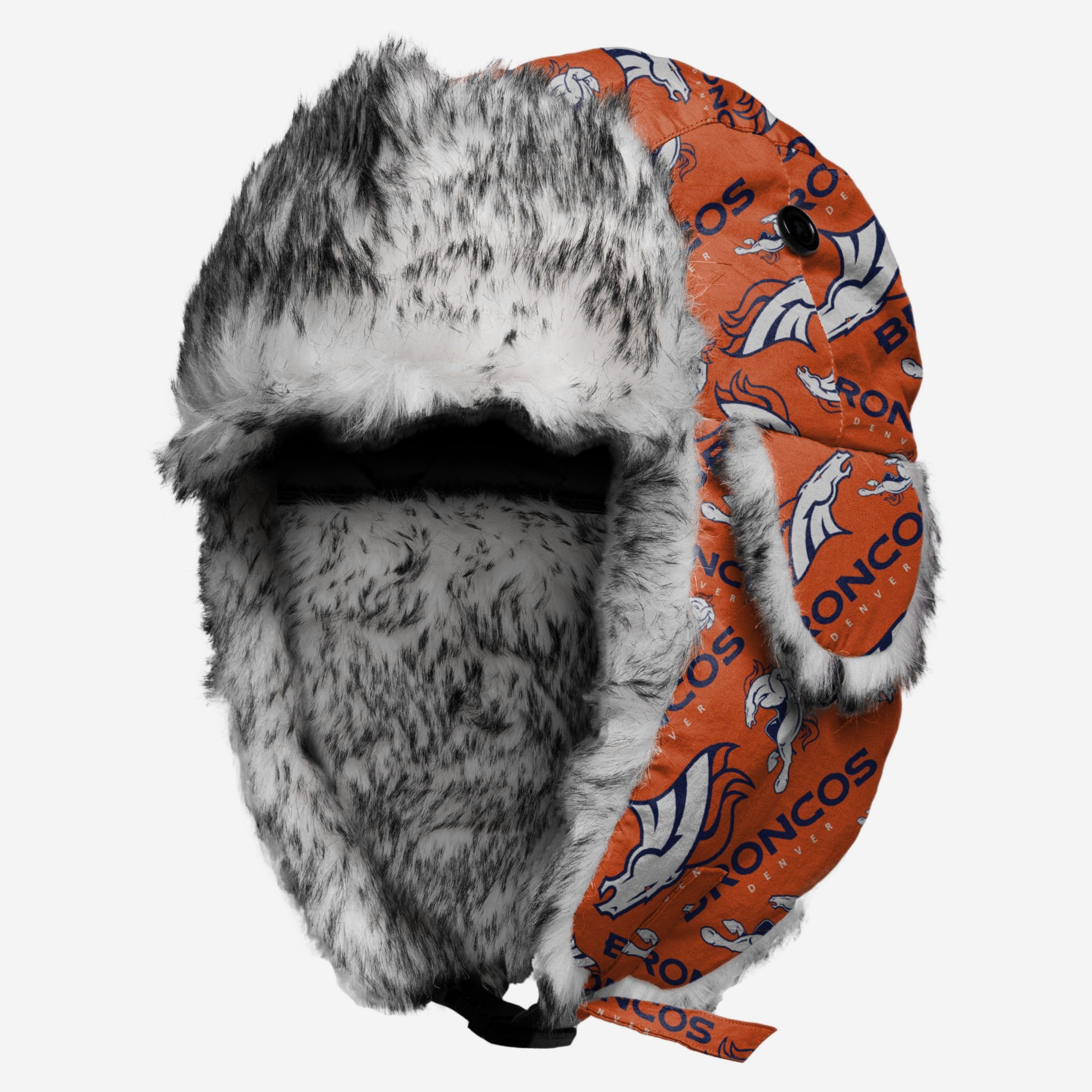 Denver Broncos Stylish Repeat Print Trapper Hat - Stay Warm in Style!