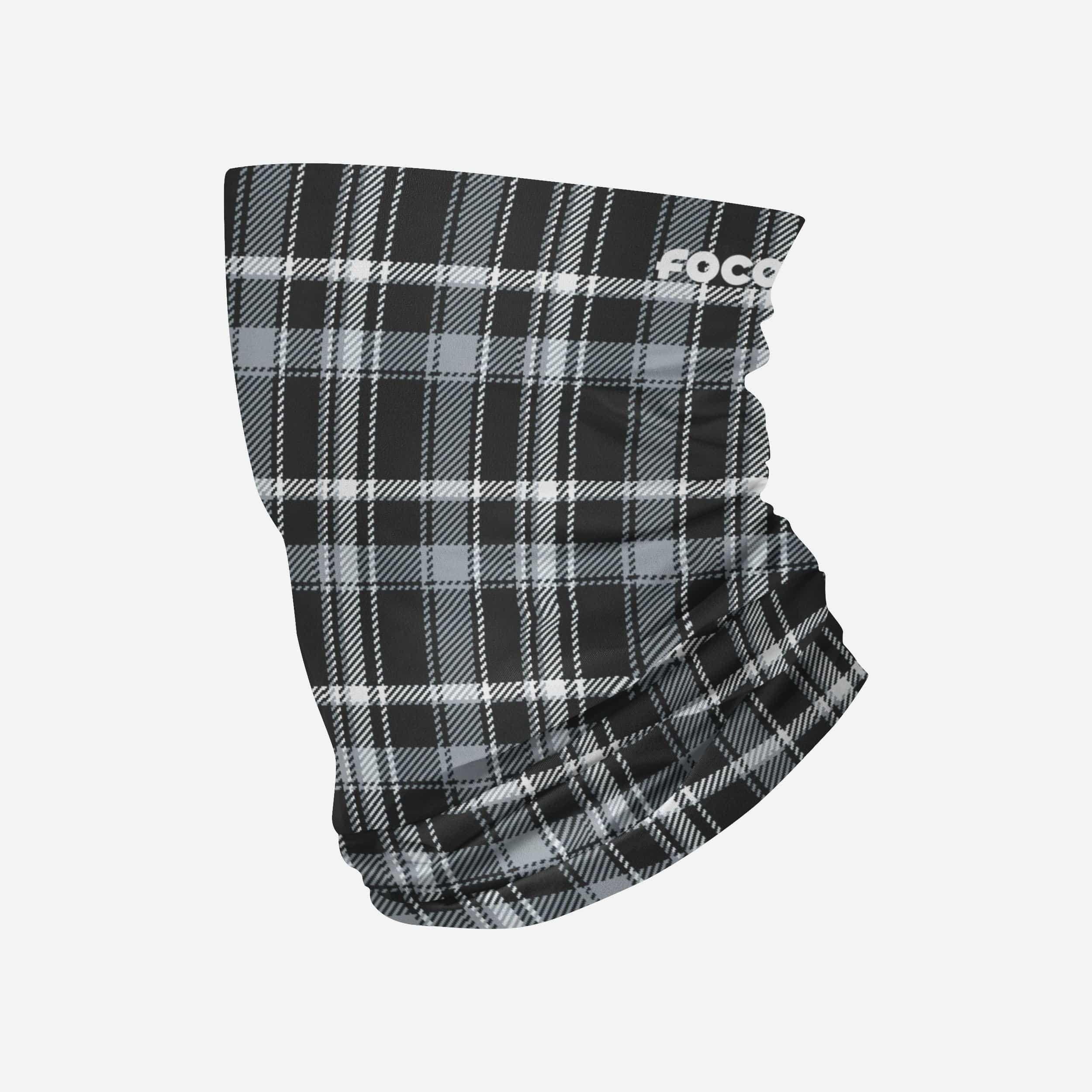 Stylish Black Plaid Brushed Polyester Gaiter Scarf - Your Ultimate Fashion Accessory