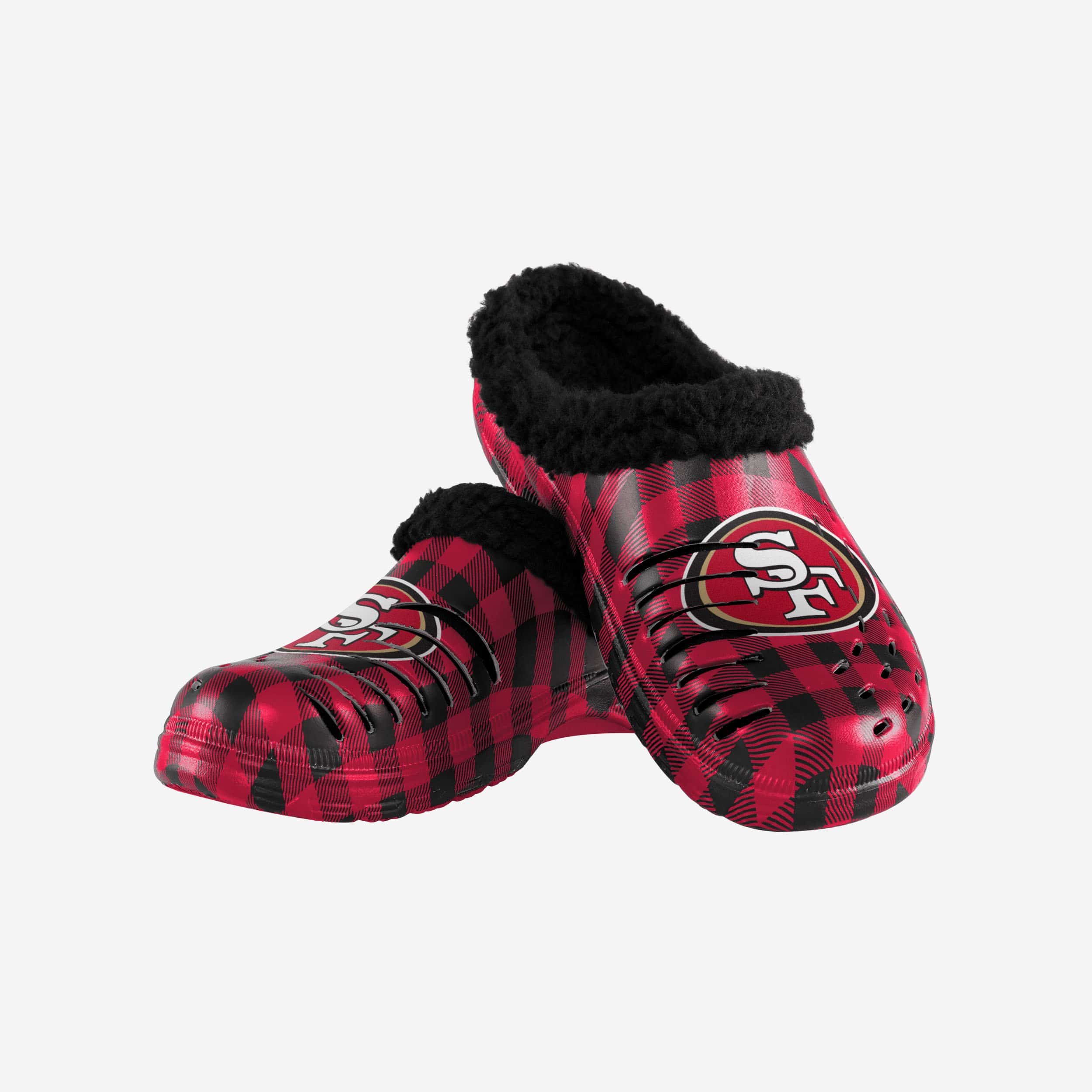 San Francisco 49ers Stylish Sherpa Lined Buffalo Check Clogs