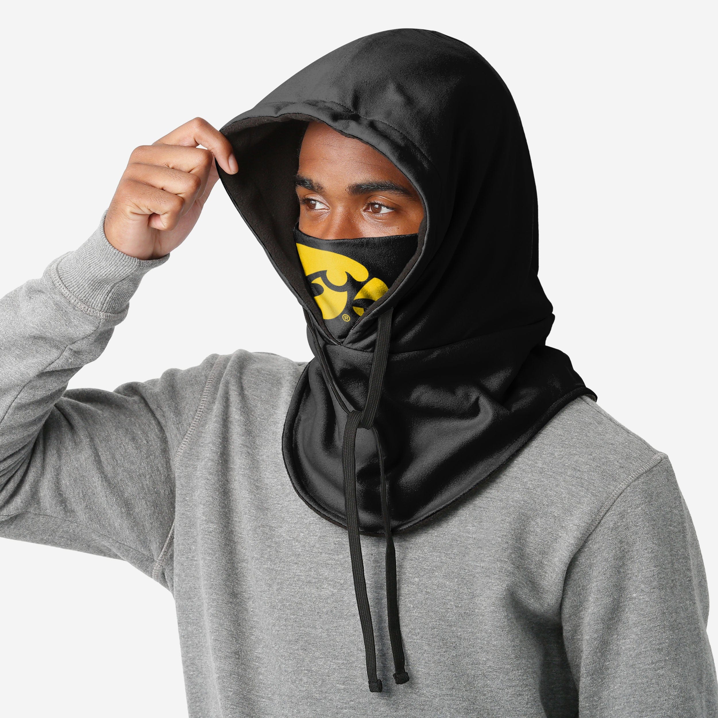 Iowa Hawkeyes Super-Chic Black Drawstring Hooded Gaiter
