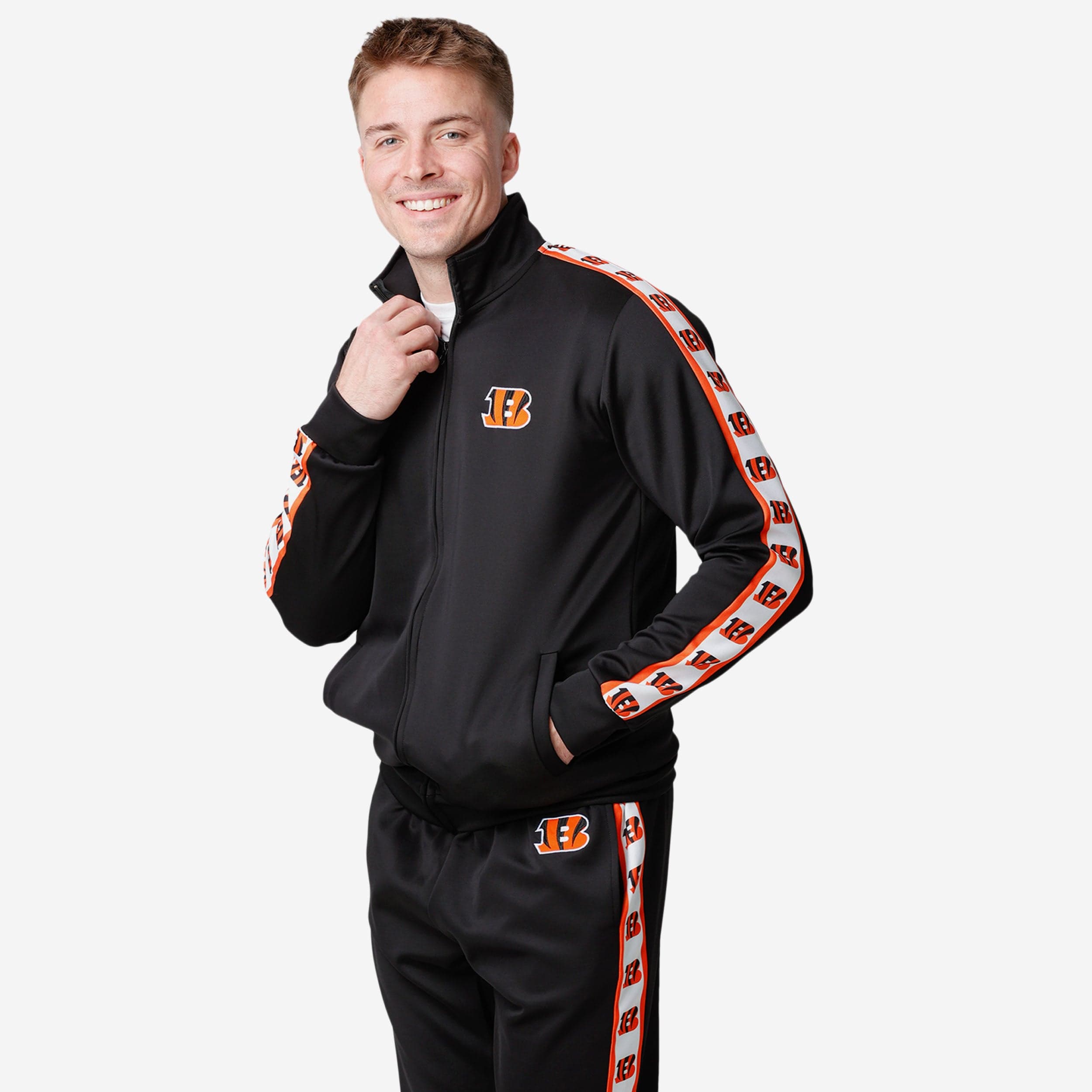 Exciting Cincinnati Bengals Stripe Logo Track Jacket