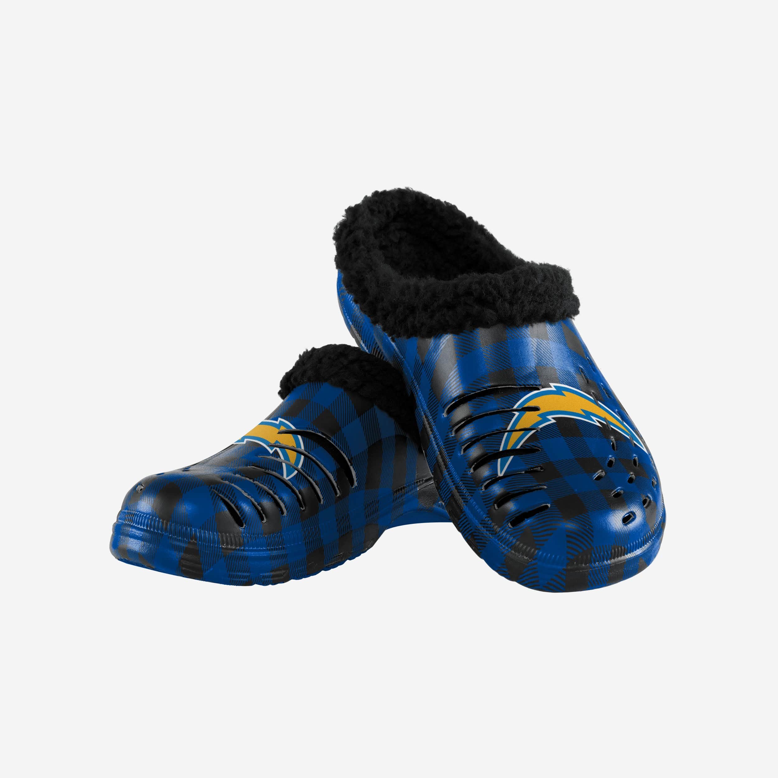 Los Angeles Chargers Super Cozy Sherpa Lined Buffalo Check Clogs