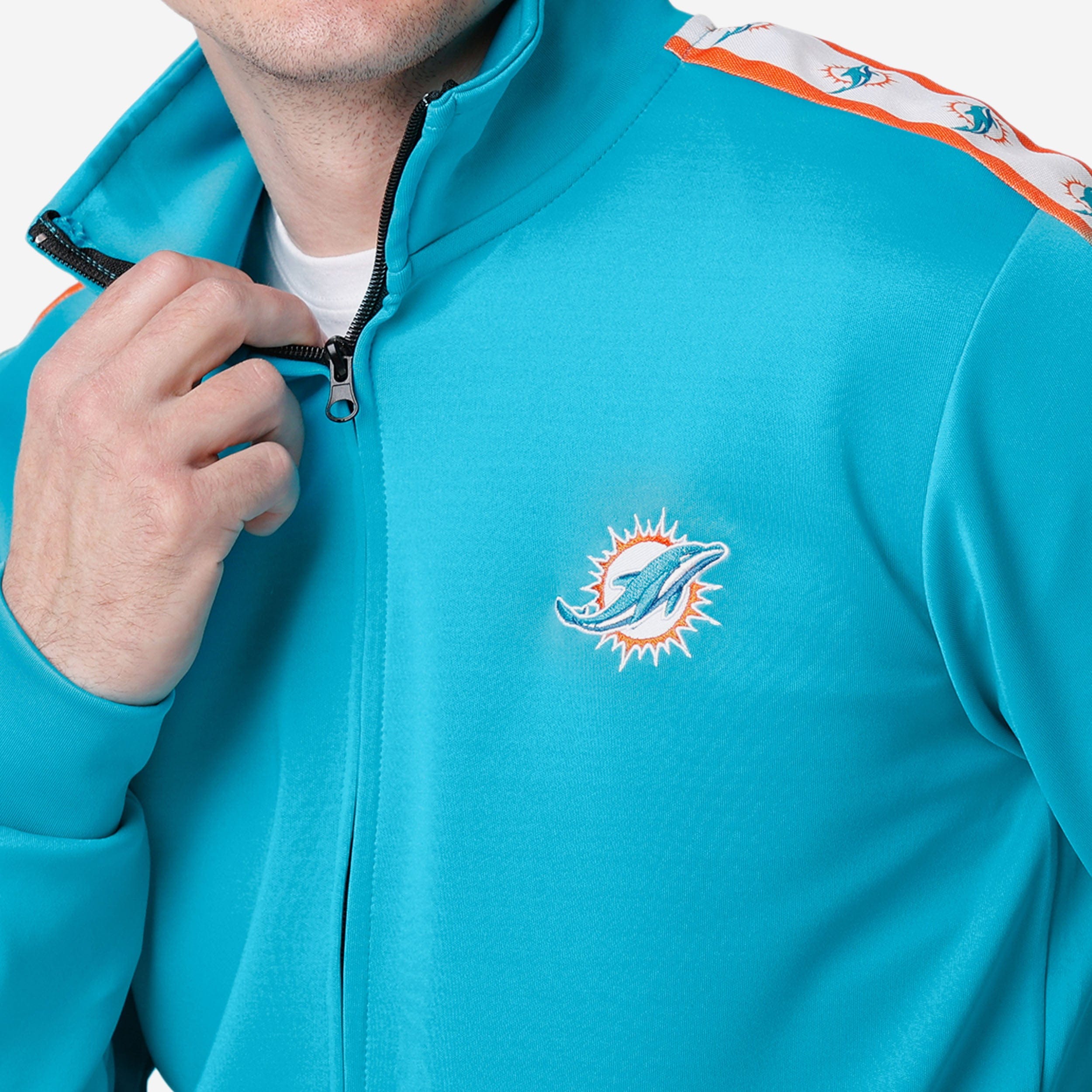 Miami Dolphins Stylish Stripe Logo Track Jacket - Gear Up for the Game!