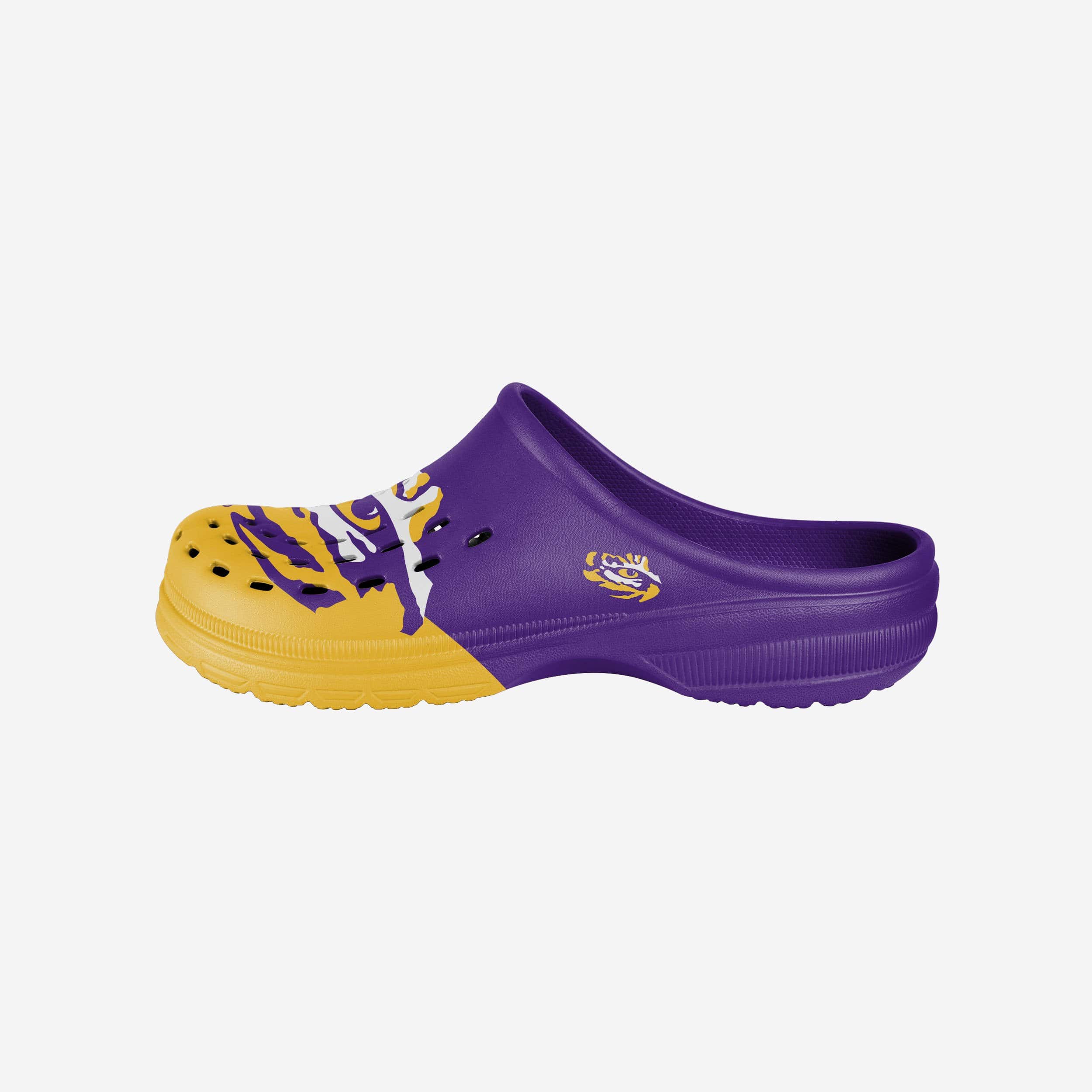 LSU Tigers Stylish Colorblock Big Logo Clogs