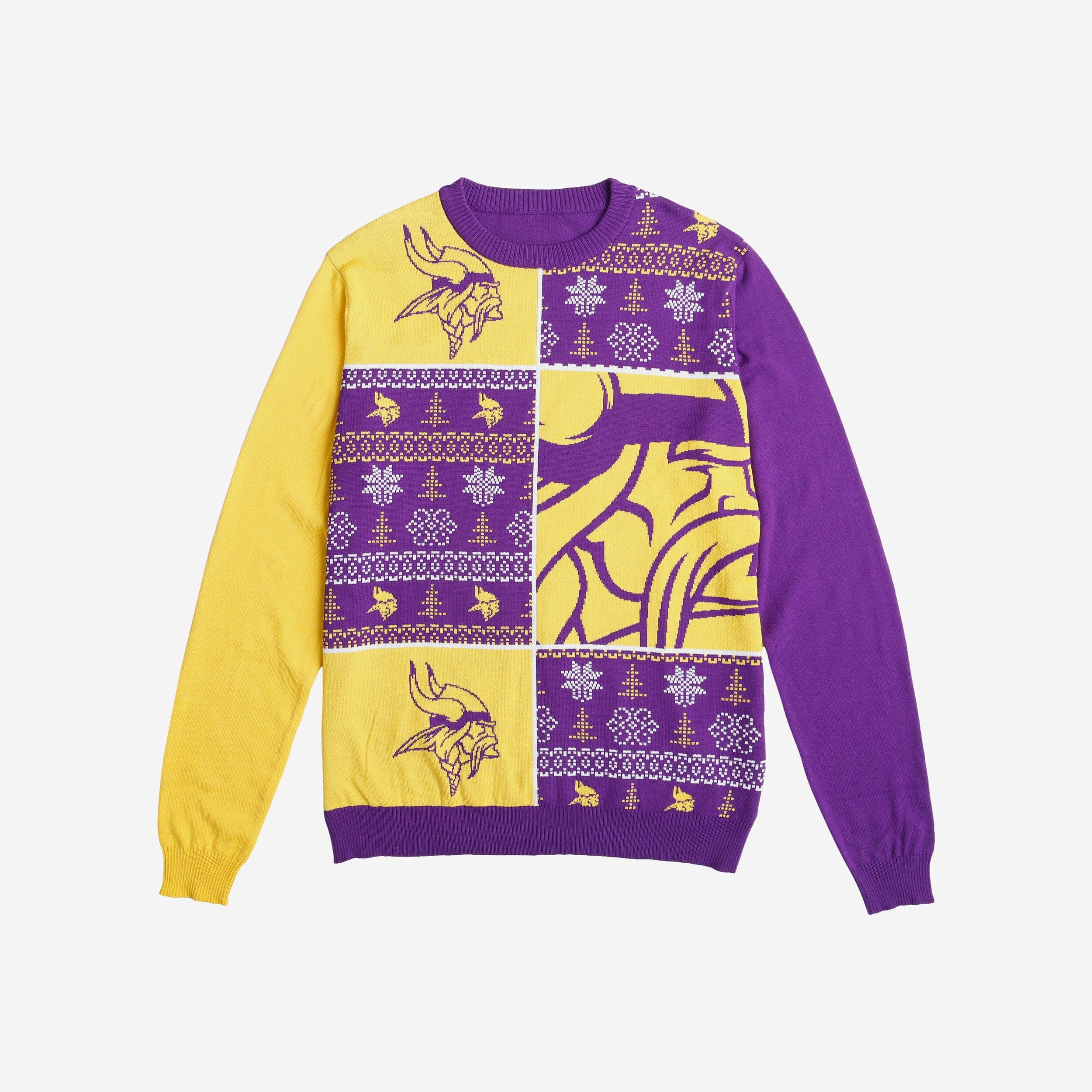 Minnesota Vikings Festive Snowfall Busy Block Sweater
