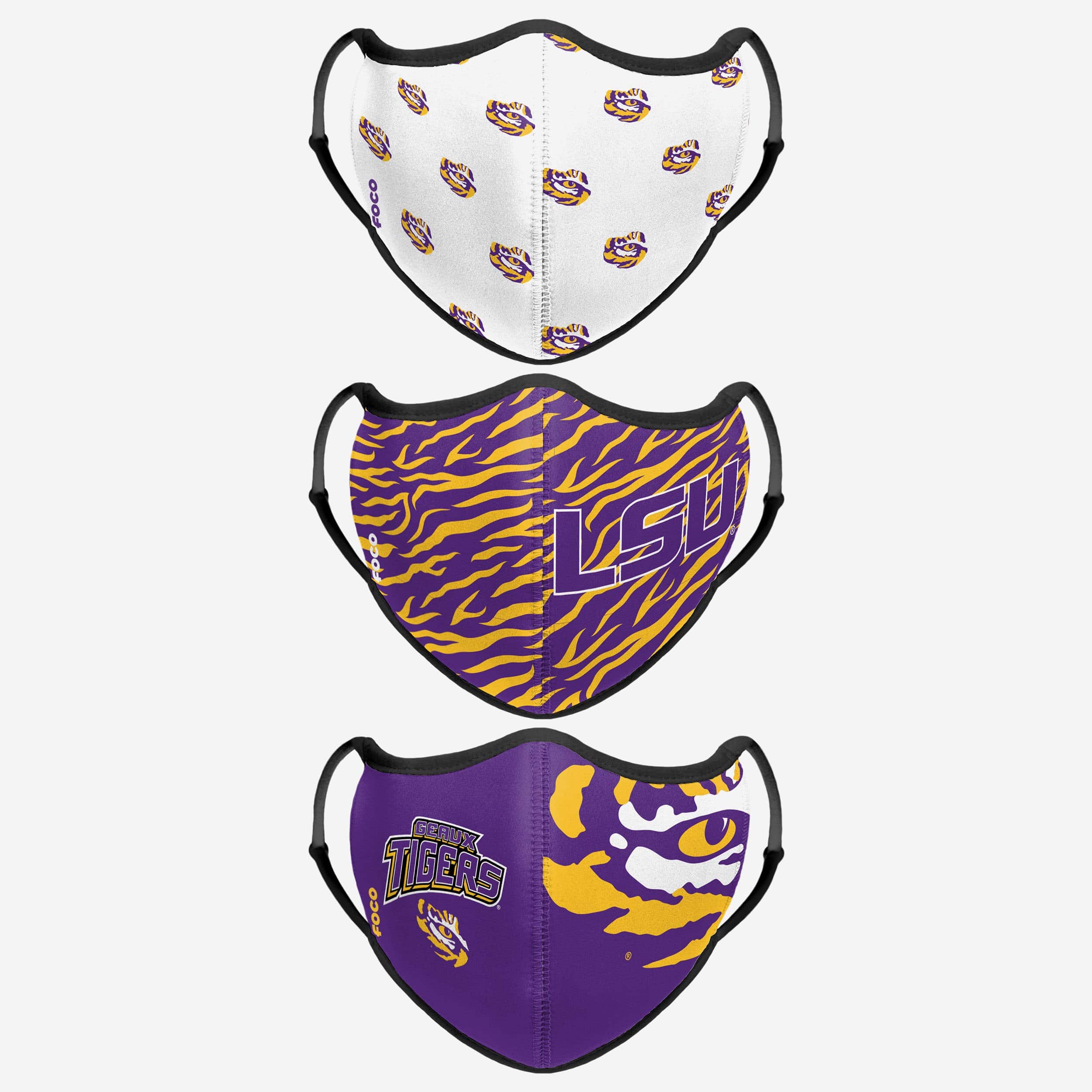 LSU Tigers Thematic Sports 3-Pack Face Cover - Show Your Team Spirit!