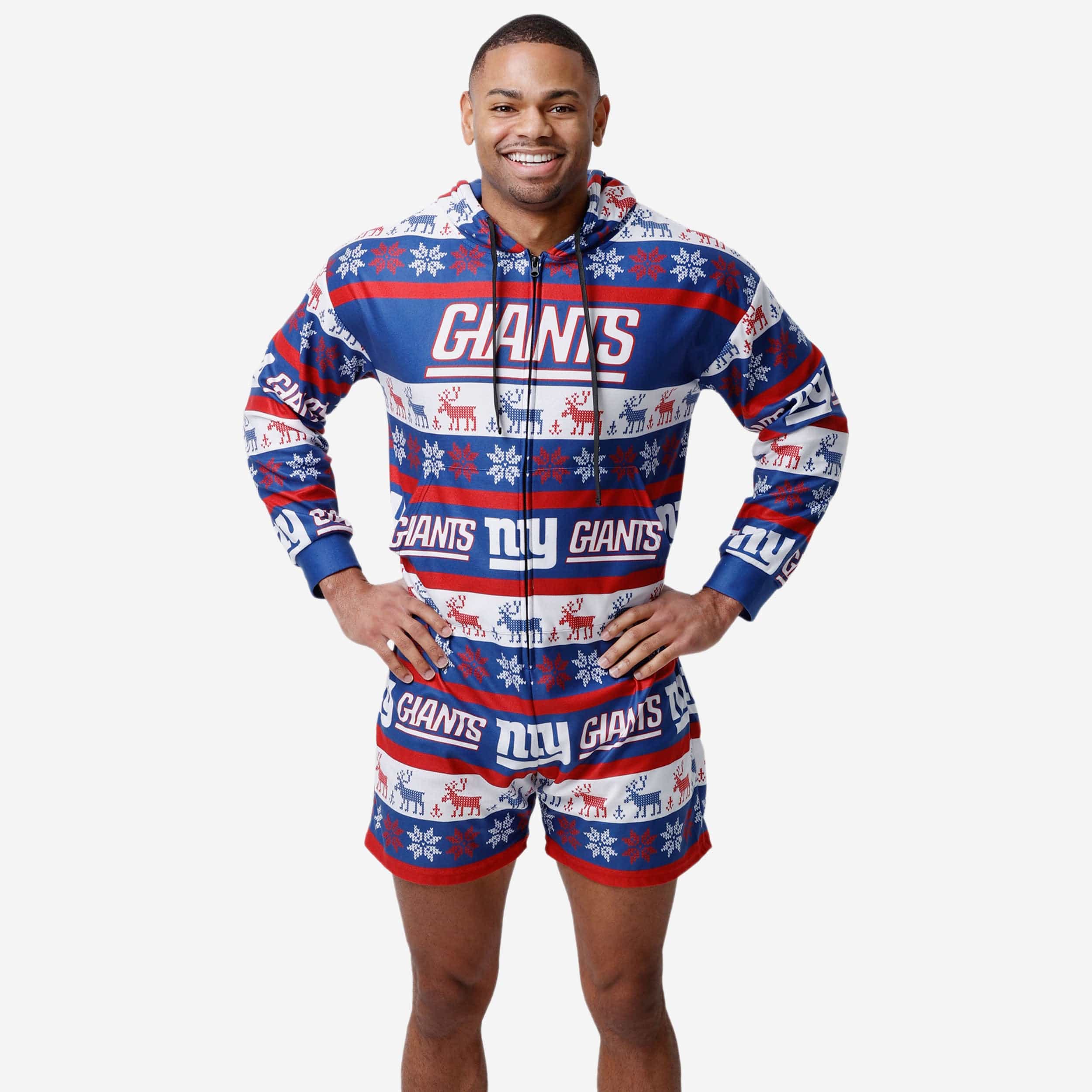 New York Giants Cozy Short One Piece Pajamas - Ideal for Game Nights