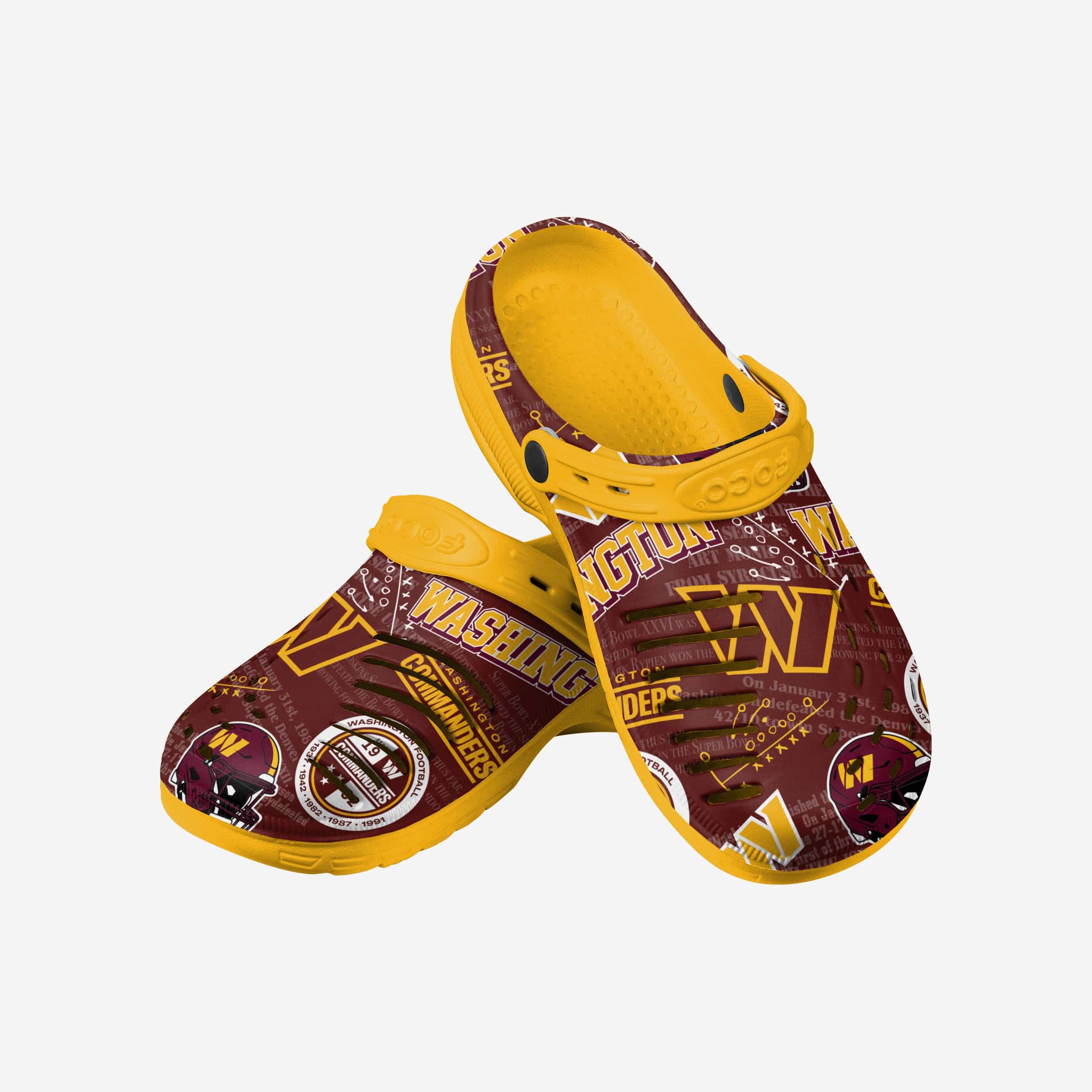 Washington Commanders' Iconic Historic Print Clogs with Straps