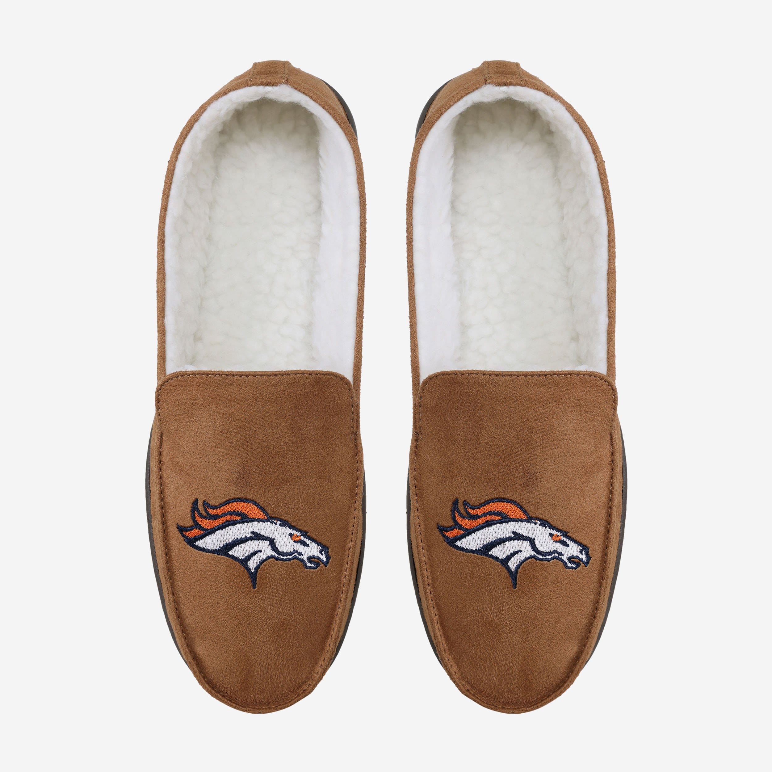 Denver Broncos Stylish Beige Moccasin Slippers - Perfect for Fans