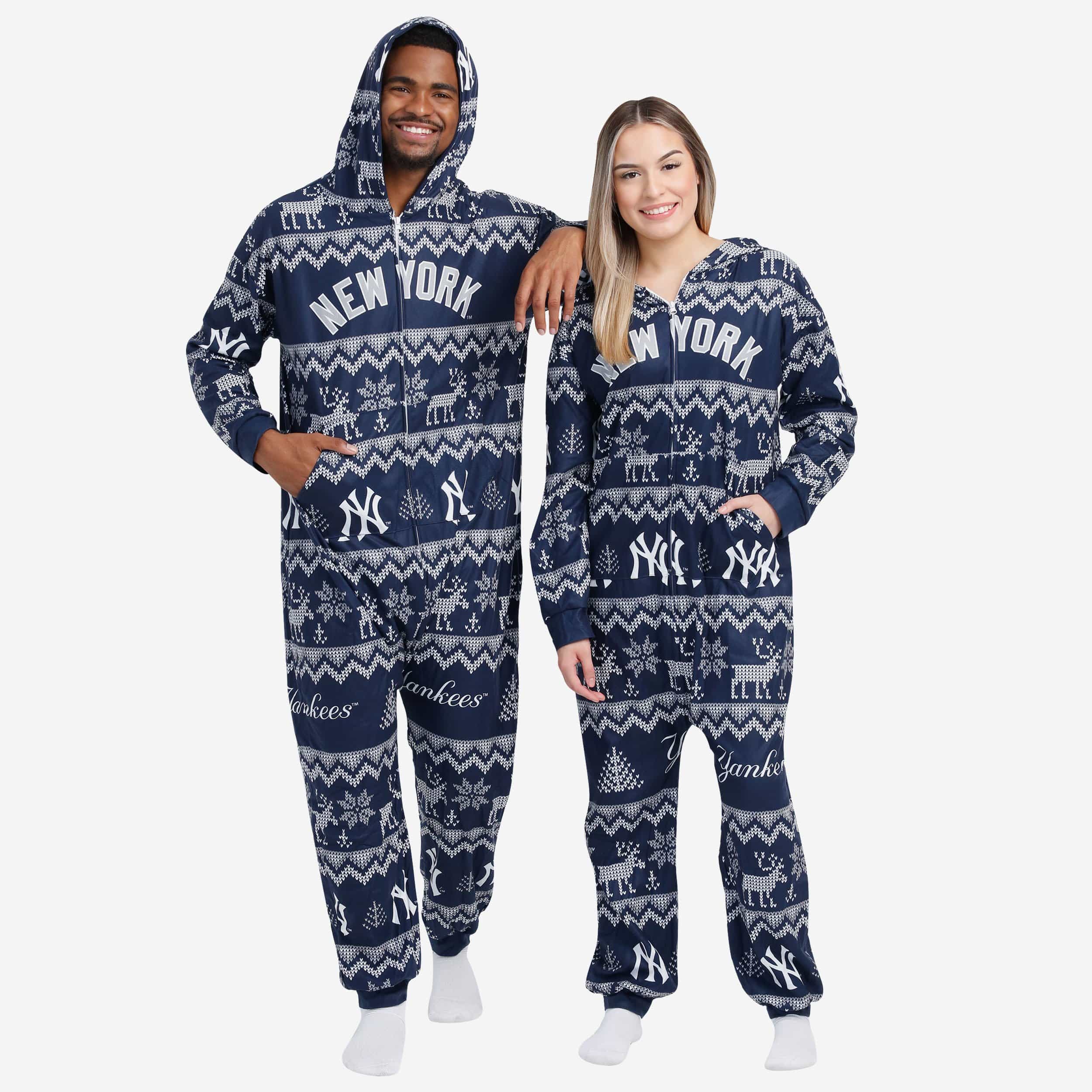 New York Yankees Festive One Piece Pajamas - Ideal for Holiday Fun