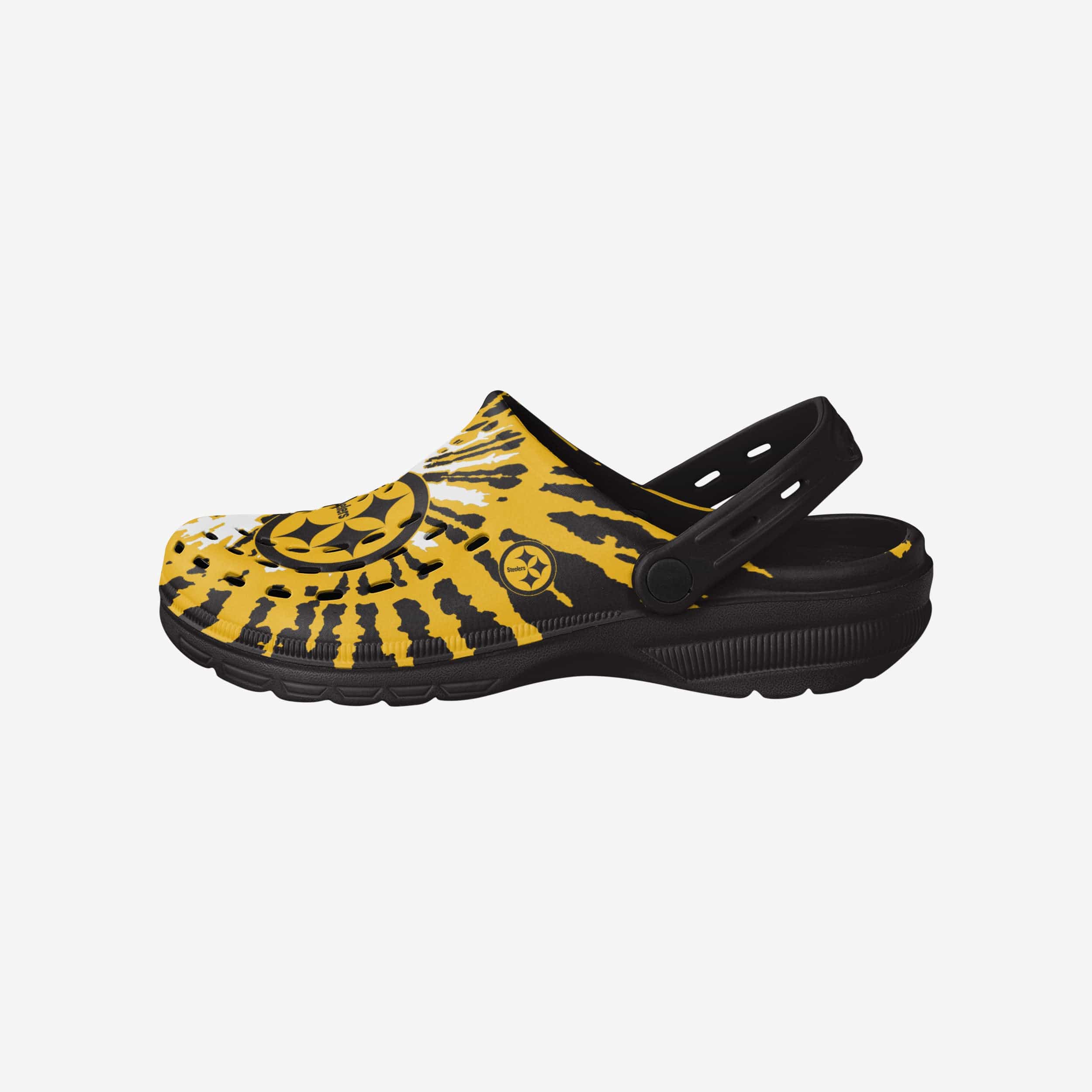 Groovy Pittsburgh Steelers Tie - Dye Clogs with Straps