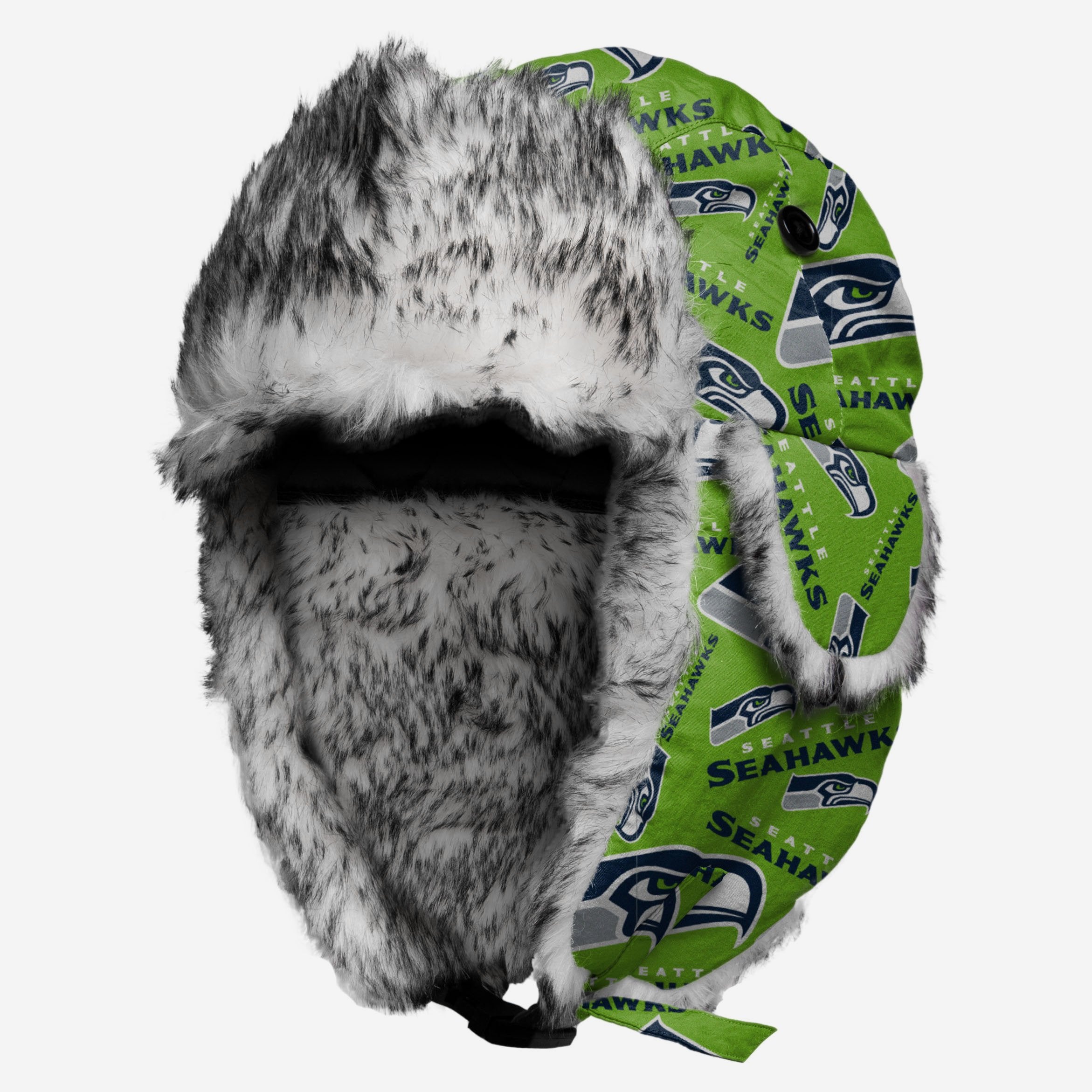 Seattle Seahawks Stylish Repeat Print Trapper Hat - Stay Warm and Cheer Loud!