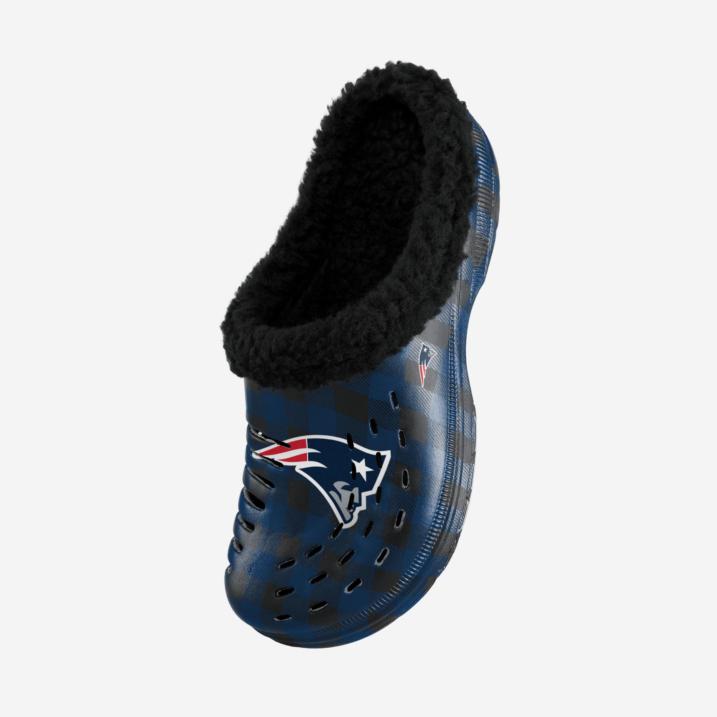New England Patriots Super-Soft Sherpa Lined Buffalo Check Clogs - Show Your Fandom!
