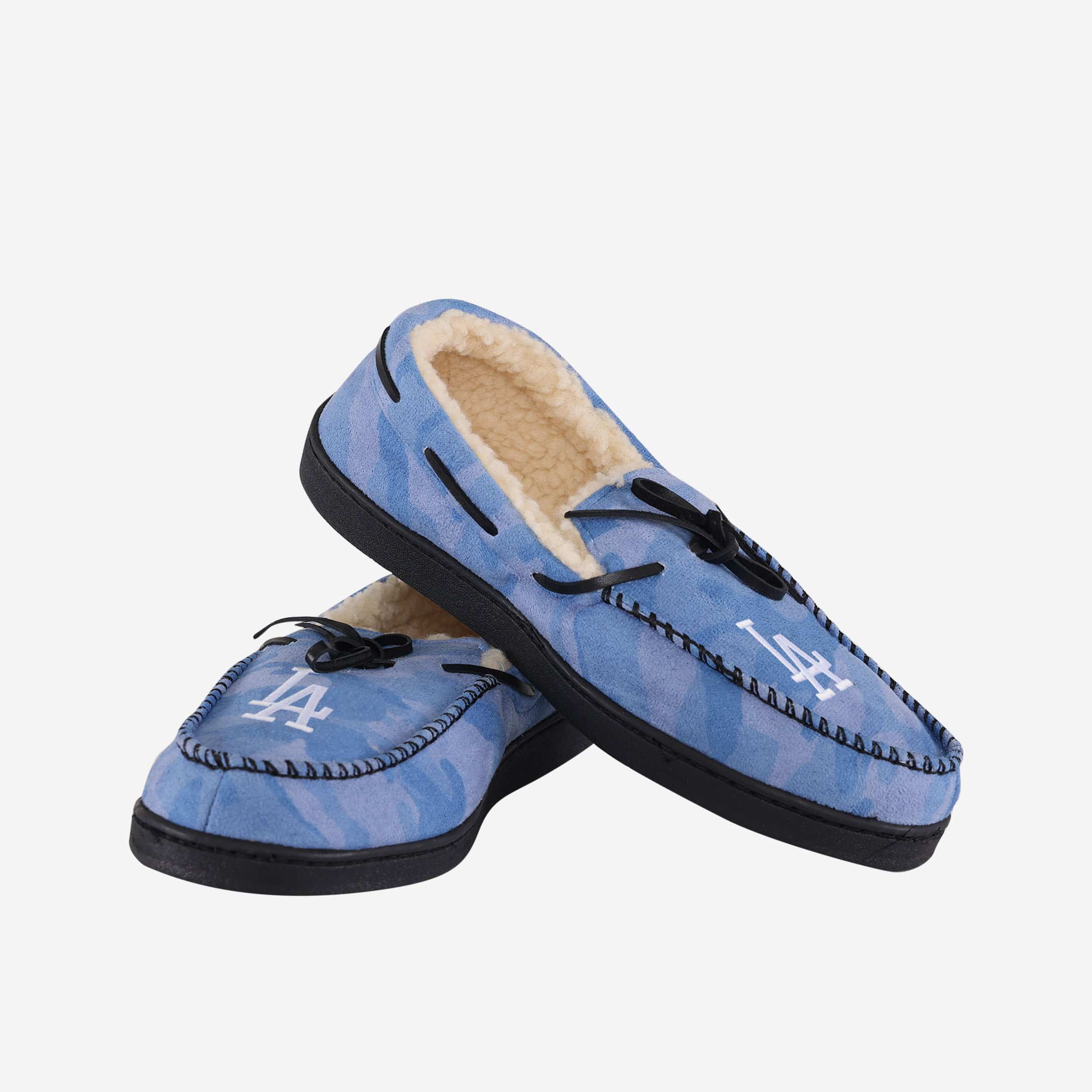 Los Angeles Dodgers Printed Camo Moccasin Slippers - Show Your Team Spirit!